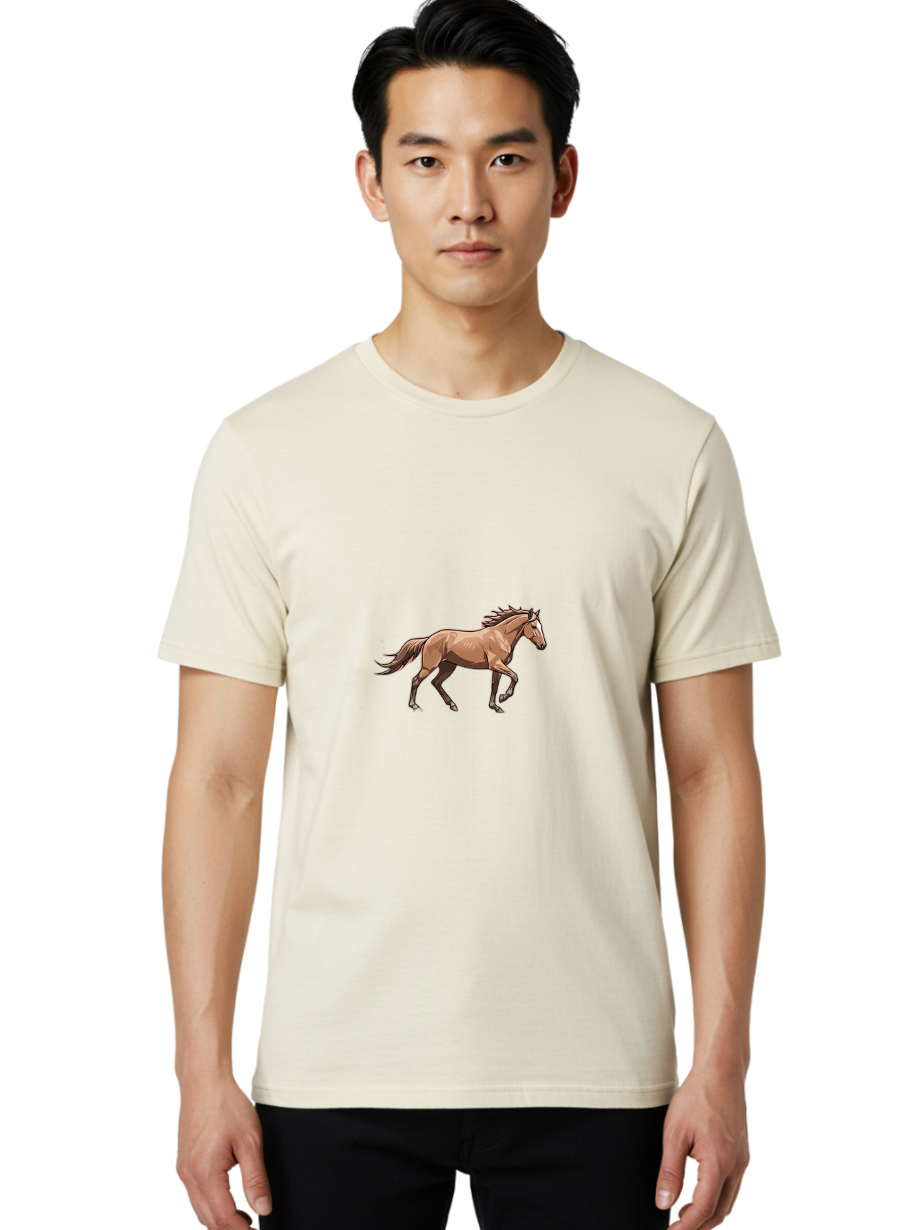 Running-Horse-2 Men'S Graphic Tee, 100% Cotton, Comfortable Casual Summer Wear, Machine Washable, Vintage Camera, Old Camera, Antique Camera, Black Camera, Classic Photography, Photography Equipment, Nostalgic Device, Film Camera, Camera Art Bao817