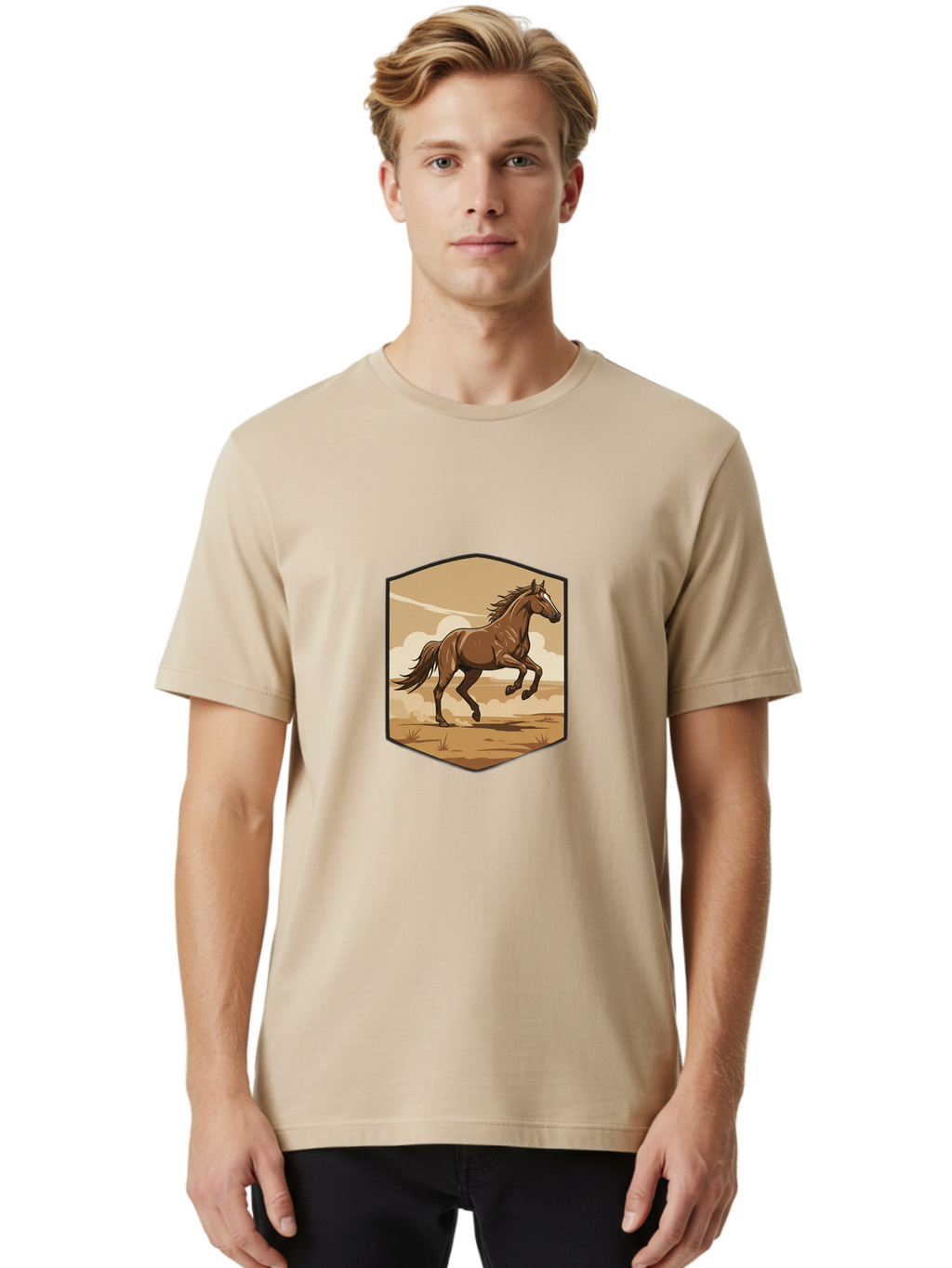 Running-Horse-3 Men'S Graphic Tee, 100% Cotton, Comfortable Casual Summer Wear, Machine Washable, Vintage Camera, Old Camera, Antique Camera, Black Camera, Classic Photography, Photography Equipment, Nostalgic Device, Film Camera, Camera Art Bao818