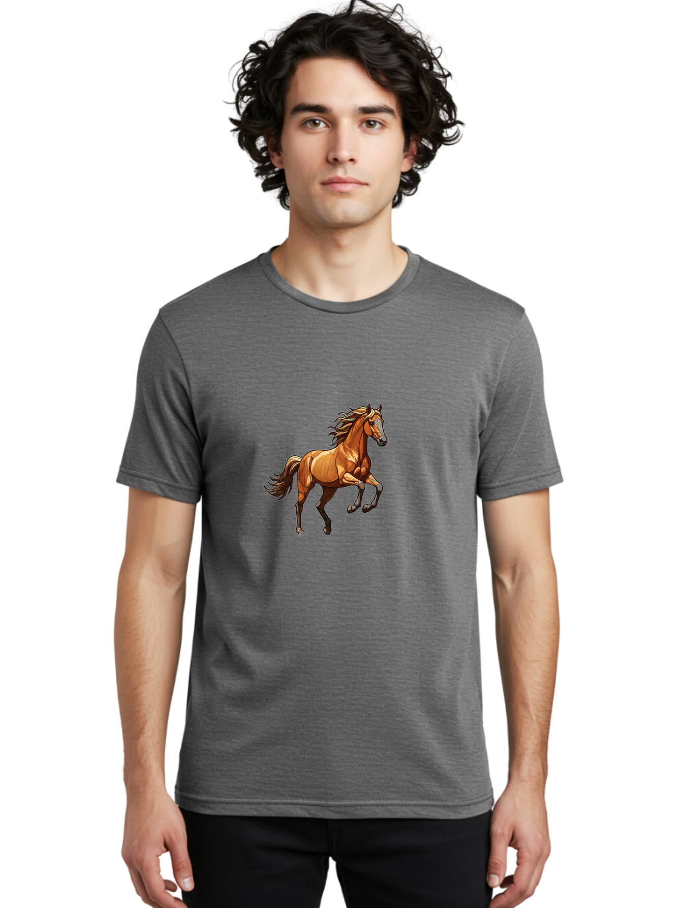 Running-Horse-4 Men'S Graphic Tee, 100% Cotton, Comfortable Casual Summer Wear, Machine Washable, Vintage Camera, Old Camera, Antique Camera, Black Camera, Classic Photography, Photography Equipment, Nostalgic Device, Film Camera, Camera Art Bao819