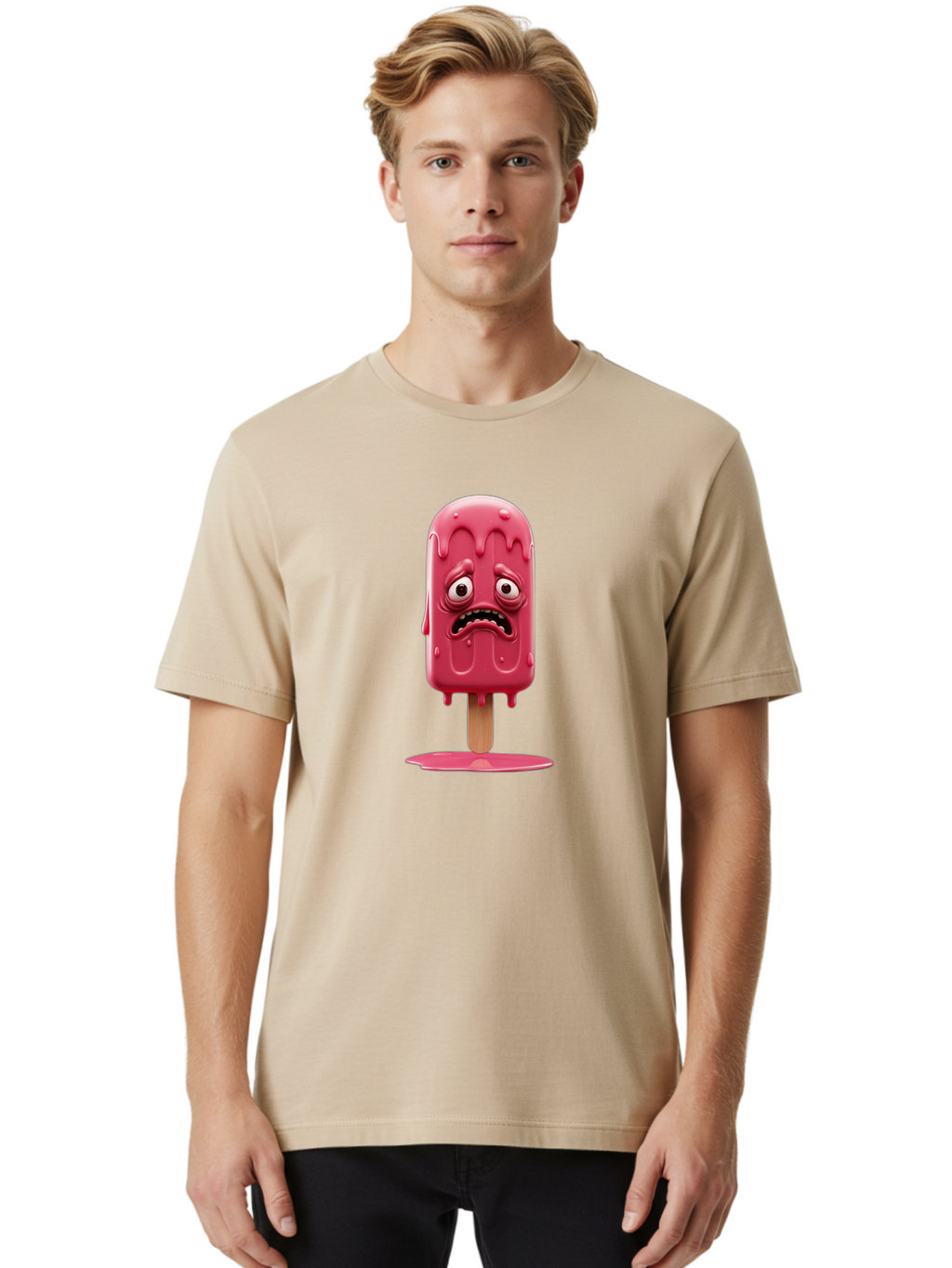 Sad-Ice-Cream-1 Men'S Graphic Tee, 100% Cotton, Comfortable Casual Summer Wear, Machine Washable, Vintage Camera, Old Camera, Antique Camera, Black Camera, Classic Photography, Photography Equipment, Nostalgic Device, Film Camera, Camera Art Bao828