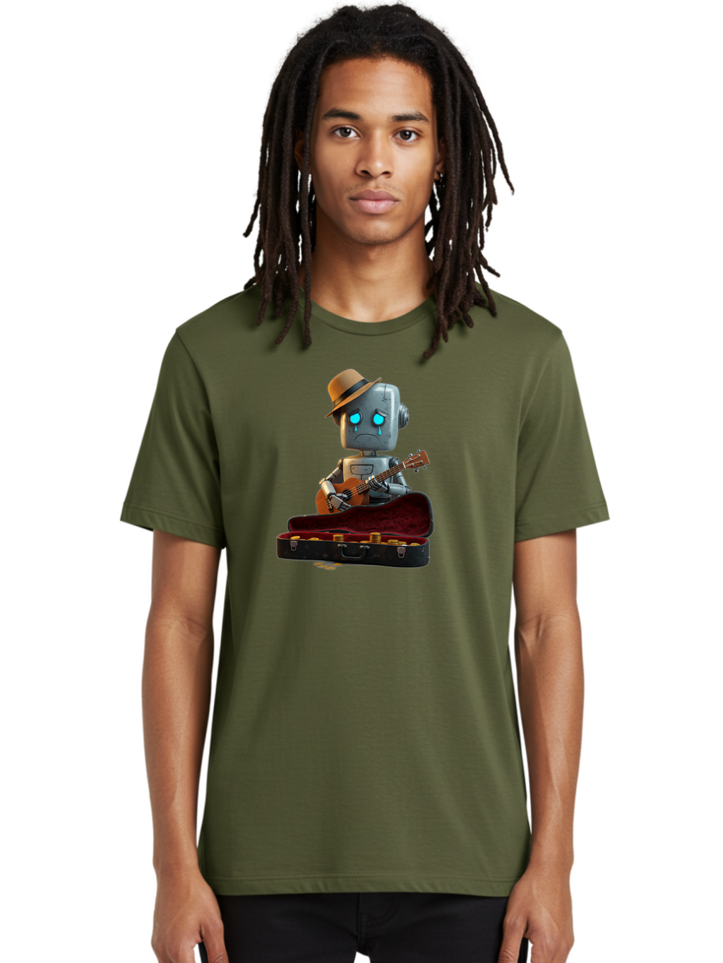 Sad-Robot-Musician Men'S Graphic Tee, 100% Cotton, Comfortable Casual Summer Wear, Machine Washable, Vintage Camera, Old Camera, Antique Camera, Black Camera, Classic Photography, Photography Equipment, Nostalgic Device, Film Camera, Bao837