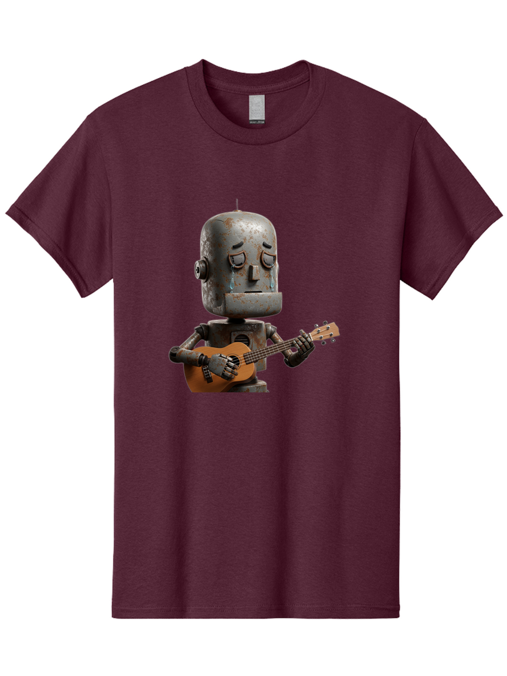 Sad-Robot-Playing-Guitar Men'S Graphic Tee, 100% Cotton, Comfortable Casual Summer Wear, Machine Washable, Vintage Camera, Old Camera, Antique Camera, Black Camera, Classic Photography, Photography Equipment, Nostalgic Device, Film Camera, Bao838