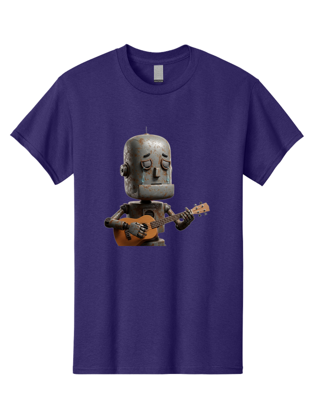 Sad-Robot-Playing-Guitar Men'S Graphic Tee, 100% Cotton, Comfortable Casual Summer Wear, Machine Washable, Vintage Camera, Old Camera, Antique Camera, Black Camera, Classic Photography, Photography Equipment, Nostalgic Device, Film Camera, Bao838