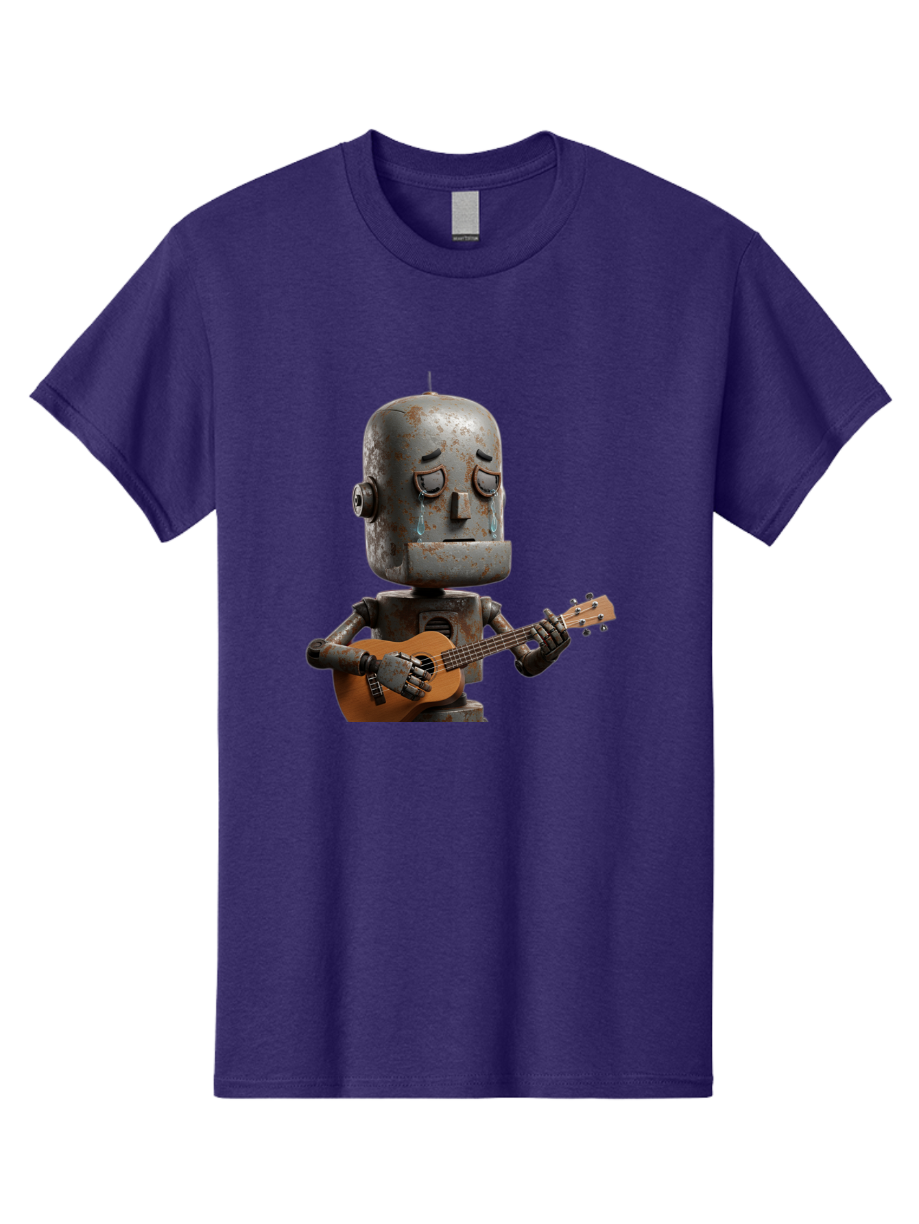 Sad-Robot-Playing-Guitar Men'S Graphic Tee, 100% Cotton, Comfortable Casual Summer Wear, Machine Washable, Vintage Camera, Old Camera, Antique Camera, Black Camera, Classic Photography, Photography Equipment, Nostalgic Device, Film Camera, Bao838