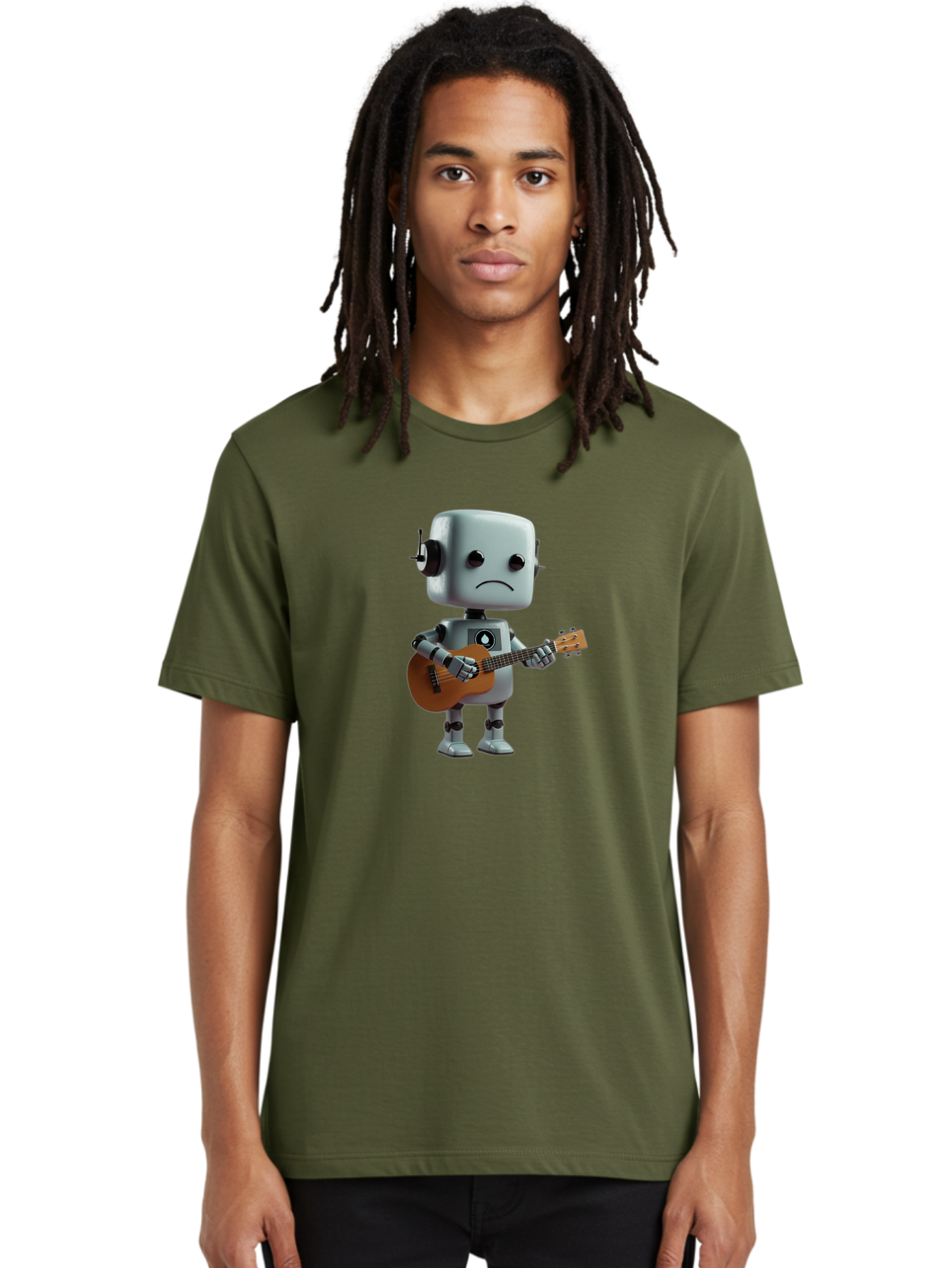 Sad-Robot-With-Guitar-1 Men'S Graphic Tee, 100% Cotton, Comfortable Casual Summer Wear, Machine Washable, Vintage Camera, Old Camera, Antique Camera, Black Camera, Classic Photography, Photography Equipment, Nostalgic Device, Film Camera, Bao839