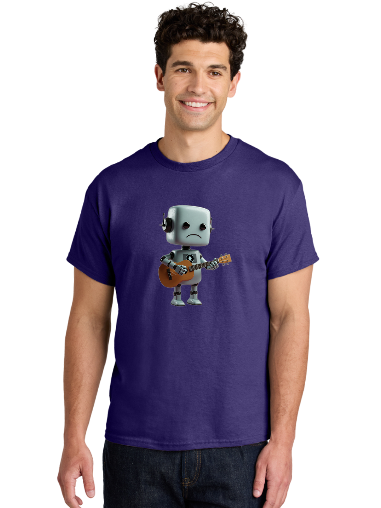 Sad-Robot-With-Guitar-1 Men'S Graphic Tee, 100% Cotton, Comfortable Casual Summer Wear, Machine Washable, Vintage Camera, Old Camera, Antique Camera, Black Camera, Classic Photography, Photography Equipment, Nostalgic Device, Film Camera, Bao839