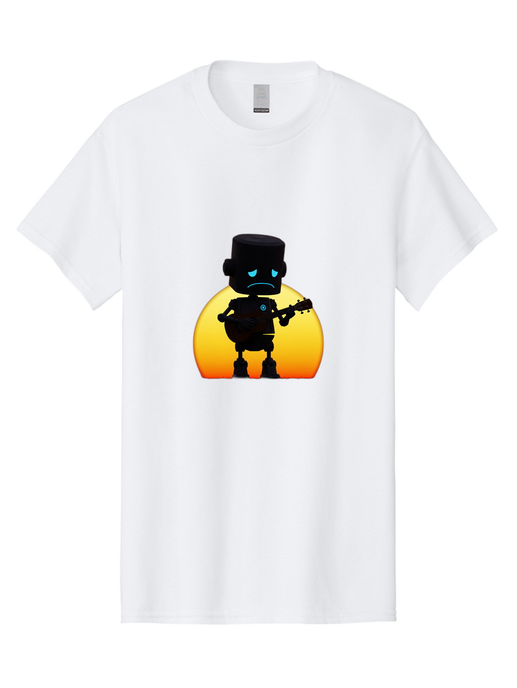 Sad-Robot-With-Guitar-2 Men'S Graphic Tee, 100% Cotton, Comfortable Casual Summer Wear, Machine Washable, Vintage Camera, Old Camera, Antique Camera, Black Camera, Classic Photography, Photography Equipment, Nostalgic Device, Film Camera, Bao840