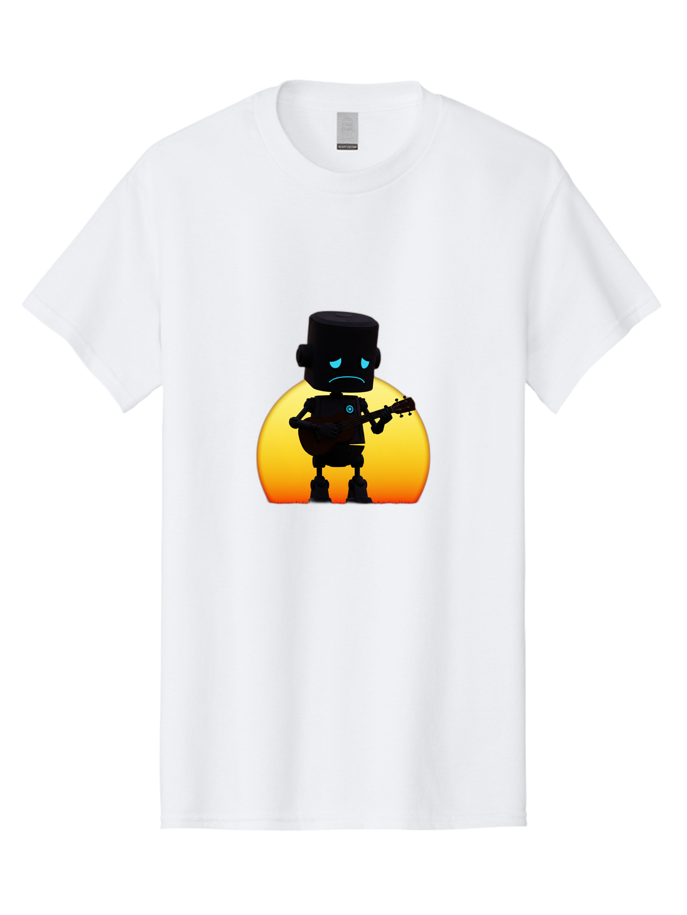 Sad-Robot-With-Guitar-2 Men'S Graphic Tee, 100% Cotton, Comfortable Casual Summer Wear, Machine Washable, Vintage Camera, Old Camera, Antique Camera, Black Camera, Classic Photography, Photography Equipment, Nostalgic Device, Film Camera, Bao840