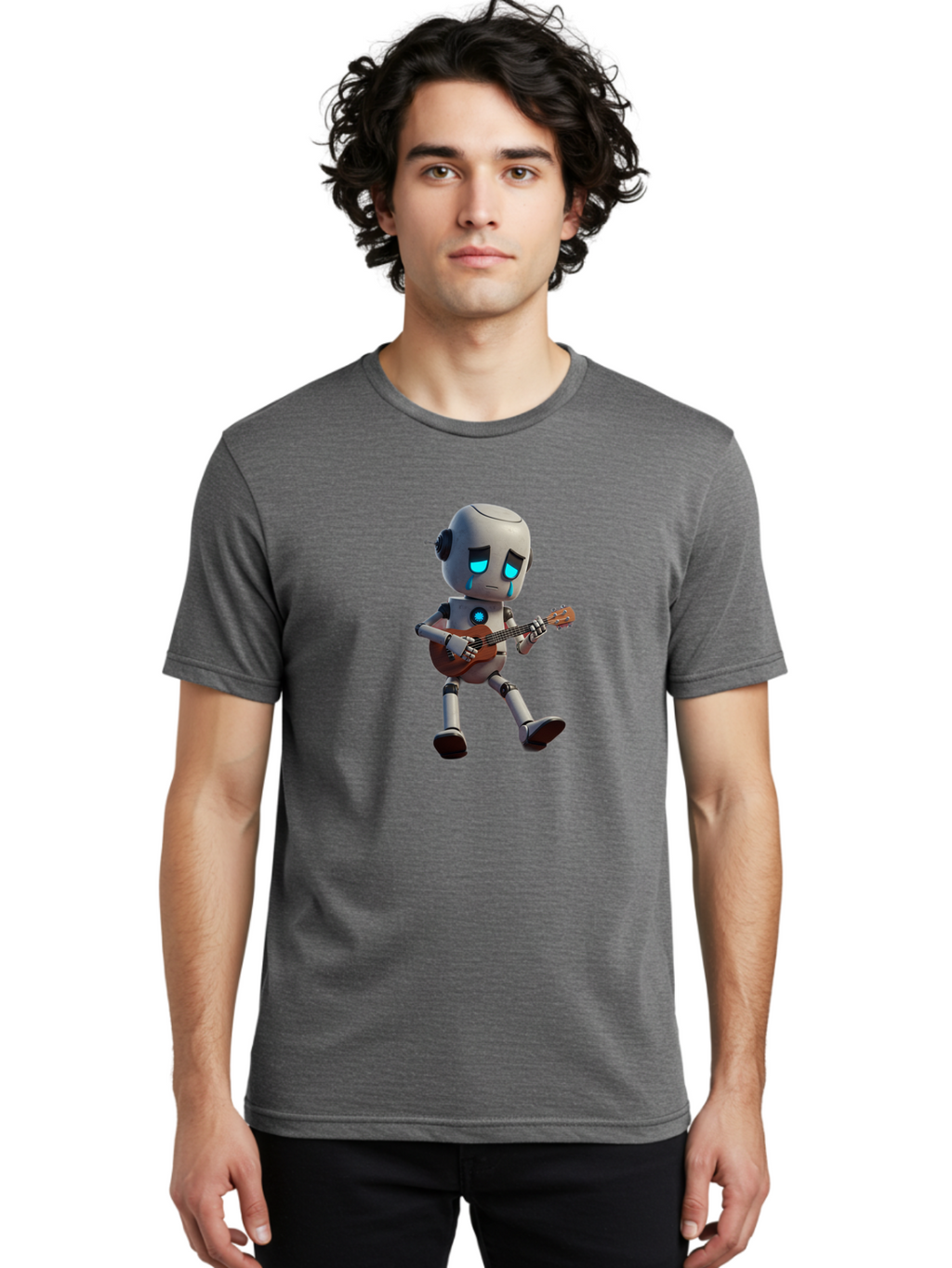 Sad-Robot-With-Guitar Men'S Graphic Tee, 100% Cotton, Comfortable Casual Summer Wear, Machine Washable, Vintage Camera, Old Camera, Antique Camera, Black Camera, Classic Photography, Photography Equipment, Nostalgic Device, Film Camera, Bao841