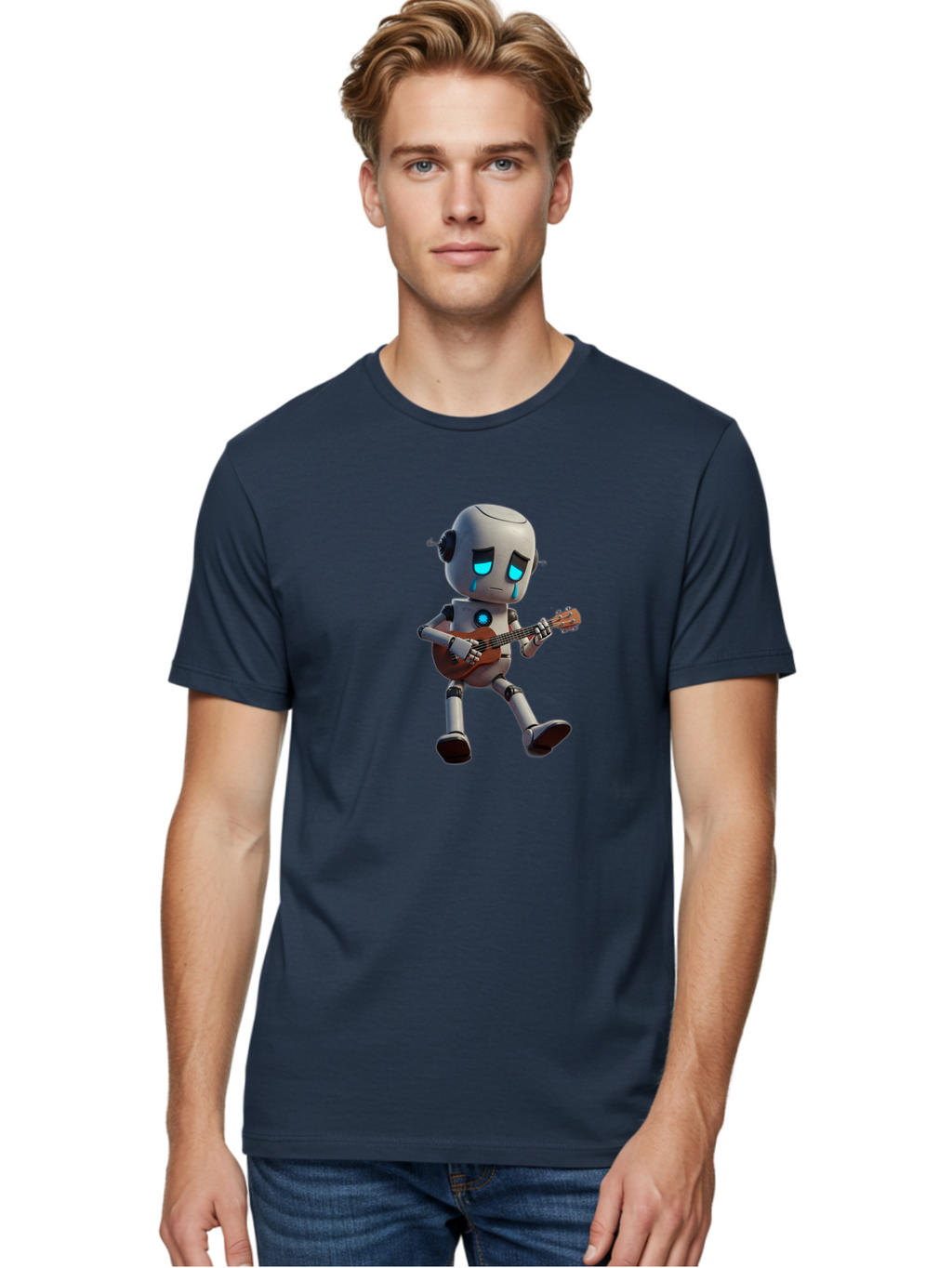 Sad-Robot-With-Guitar Men'S Graphic Tee, 100% Cotton, Comfortable Casual Summer Wear, Machine Washable, Vintage Camera, Old Camera, Antique Camera, Black Camera, Classic Photography, Photography Equipment, Nostalgic Device, Film Camera, Bao841