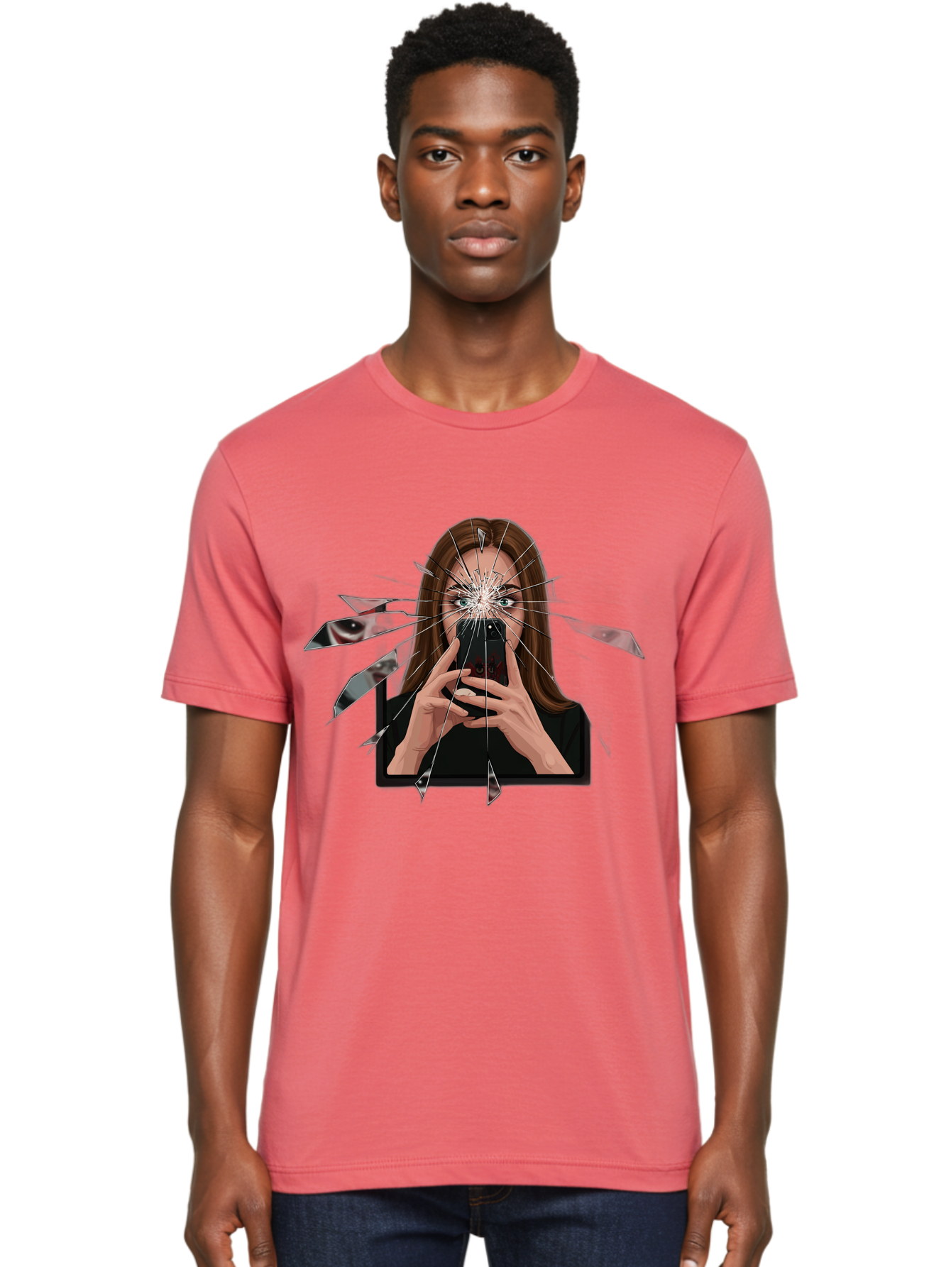 Shattered-Screen Men'S Graphic Tee, 100% Cotton, Comfortable Casual Summer Wear, Machine Washable, Vintage Camera, Old Camera, Antique Camera, Black Camera, Classic Photography, Photography Equipment, Nostalgic Device, Film Camera, Camera Art Bao855