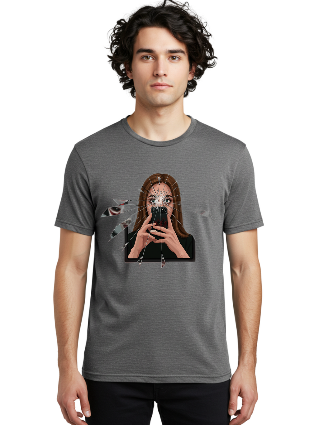 Shattered-Screen Men'S Graphic Tee, 100% Cotton, Comfortable Casual Summer Wear, Machine Washable, Vintage Camera, Old Camera, Antique Camera, Black Camera, Classic Photography, Photography Equipment, Nostalgic Device, Film Camera, Camera Art Bao855