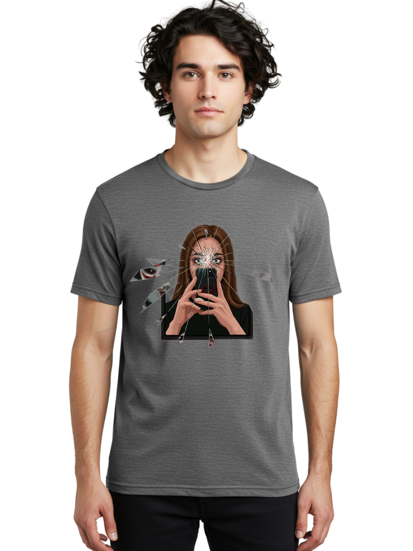 Shattered-Screen Men'S Graphic Tee, 100% Cotton, Comfortable Casual Summer Wear, Machine Washable, Vintage Camera, Old Camera, Antique Camera, Black Camera, Classic Photography, Photography Equipment, Nostalgic Device, Film Camera, Camera Art Bao855