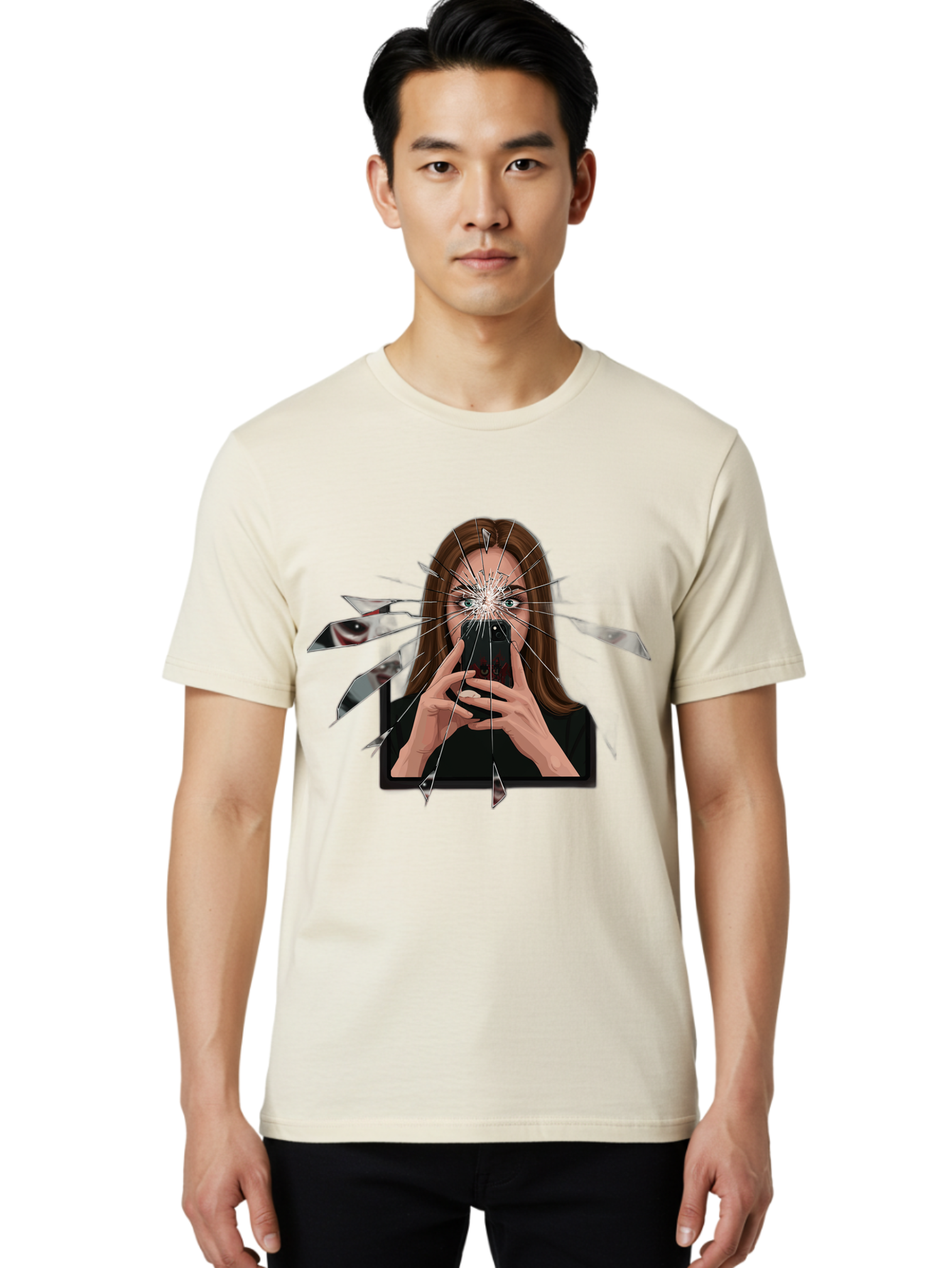 Shattered-Screen Men'S Graphic Tee, 100% Cotton, Comfortable Casual Summer Wear, Machine Washable, Vintage Camera, Old Camera, Antique Camera, Black Camera, Classic Photography, Photography Equipment, Nostalgic Device, Film Camera, Camera Art Bao855