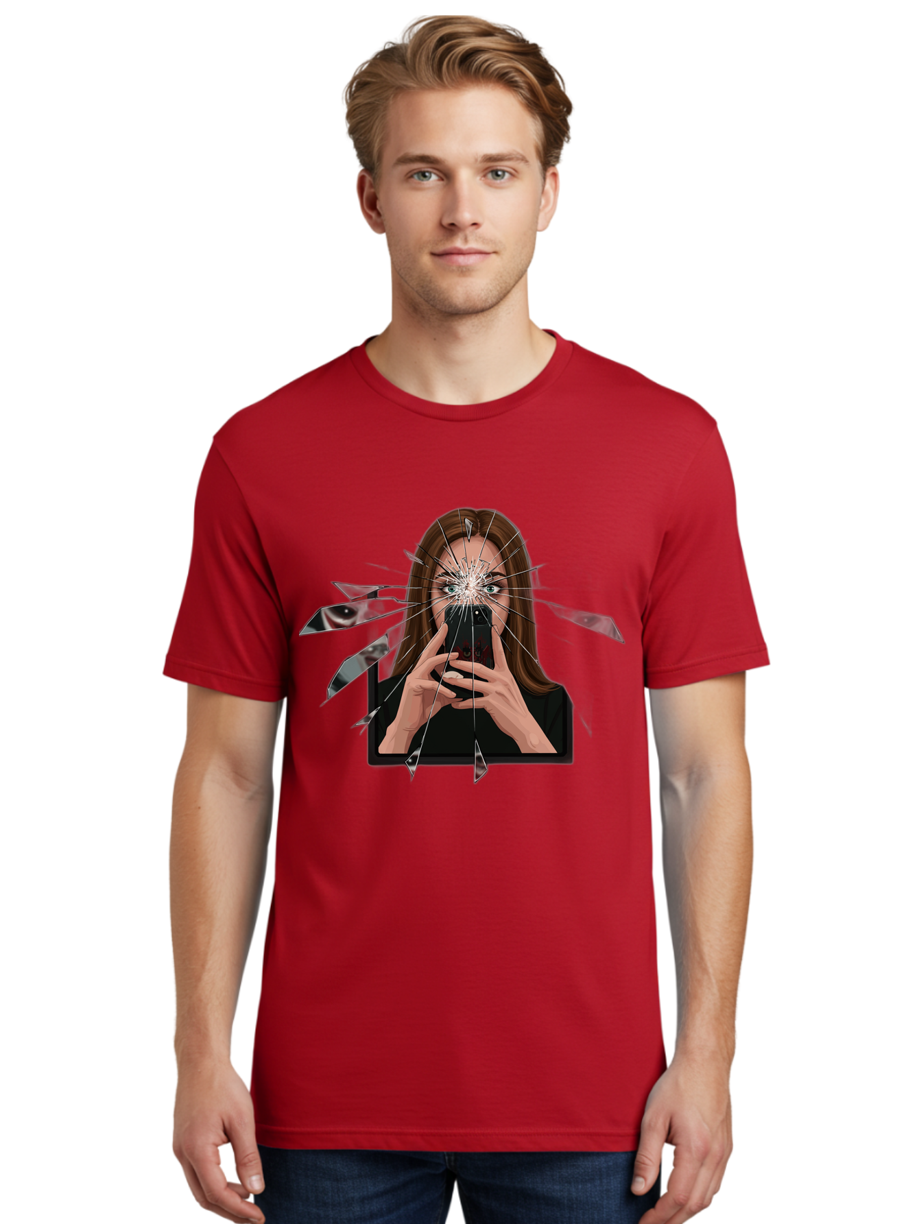 Shattered-Screen Men'S Graphic Tee, 100% Cotton, Comfortable Casual Summer Wear, Machine Washable, Vintage Camera, Old Camera, Antique Camera, Black Camera, Classic Photography, Photography Equipment, Nostalgic Device, Film Camera, Camera Art Bao855