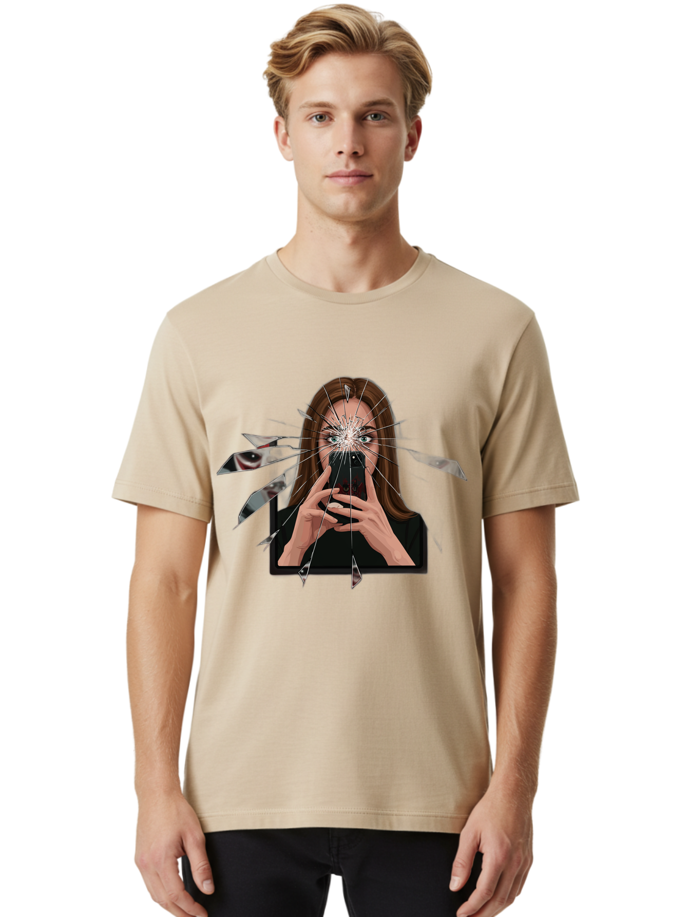 Shattered-Screen Men'S Graphic Tee, 100% Cotton, Comfortable Casual Summer Wear, Machine Washable, Vintage Camera, Old Camera, Antique Camera, Black Camera, Classic Photography, Photography Equipment, Nostalgic Device, Film Camera, Camera Art Bao855