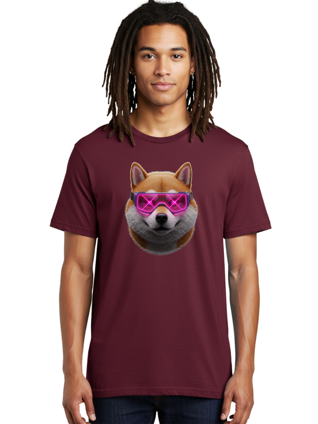 Shiba-Inu-With-Neon-Glasses Men'S Graphic Tee, 100% Cotton, Comfortable Casual Summer Wear, Machine Washable, Vintage Camera, Old Camera, Antique Camera, Black Camera, Classic Photography, Photography Equipment, Nostalgic Device, Film Camera, Bao865