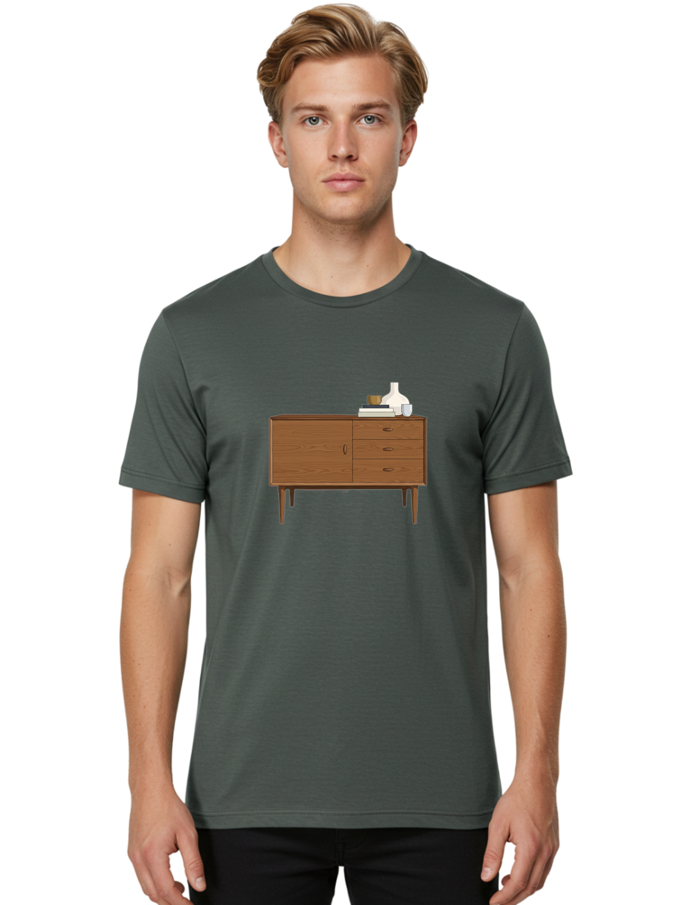 Sideboard-With-Decor Men'S Graphic Tee, 100% Cotton, Comfortable Casual Summer Wear, Machine Washable, Vintage Camera, Old Camera, Antique Camera, Black Camera, Classic Photography, Photography Equipment, Nostalgic Device, Film Camera, Bao871