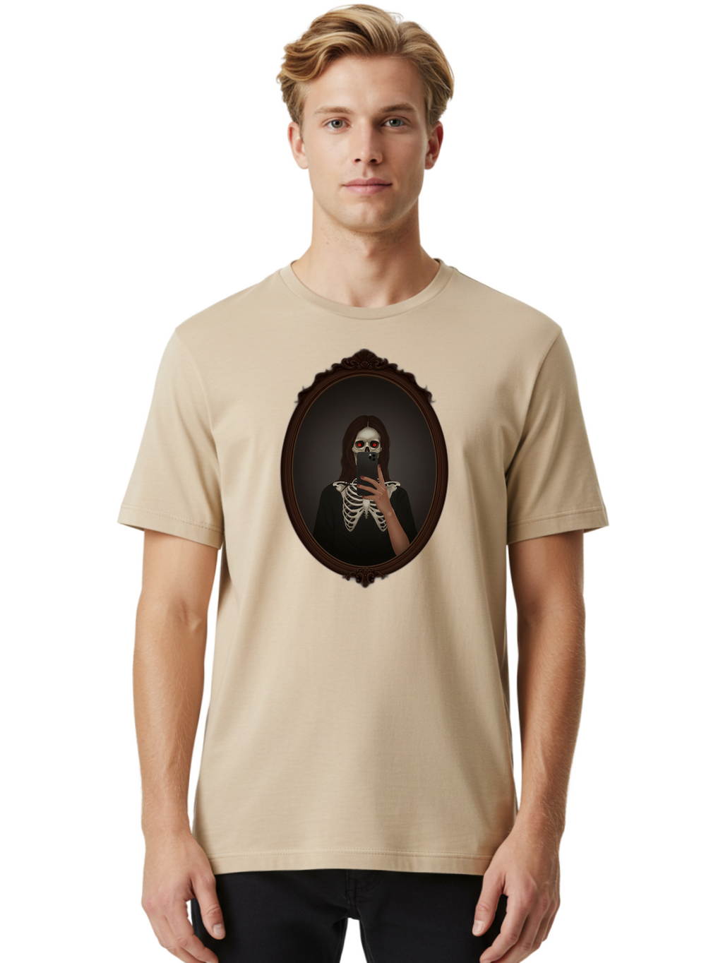 Skeleton-Girl Men'S Graphic Tee, 100% Cotton, Comfortable Casual Summer Wear, Machine Washable, Vintage Camera, Old Camera, Antique Camera, Black Camera, Classic Photography, Photography Equipment, Nostalgic Device, Film Camera, Camera Art Bao874