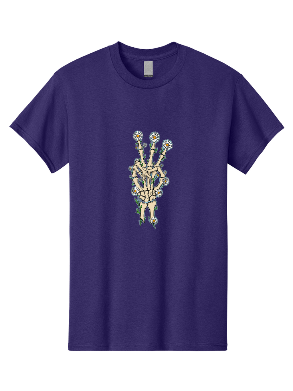 Skeleton-Hand-With-Daisies-1 Men'S Graphic Tee, 100% Cotton, Comfortable Casual Summer Wear, Machine Washable, Vintage Camera, Old Camera, Antique Camera, Black Camera, Classic Photography, Photography Equipment, Nostalgic Device, Film Camera, Bao875