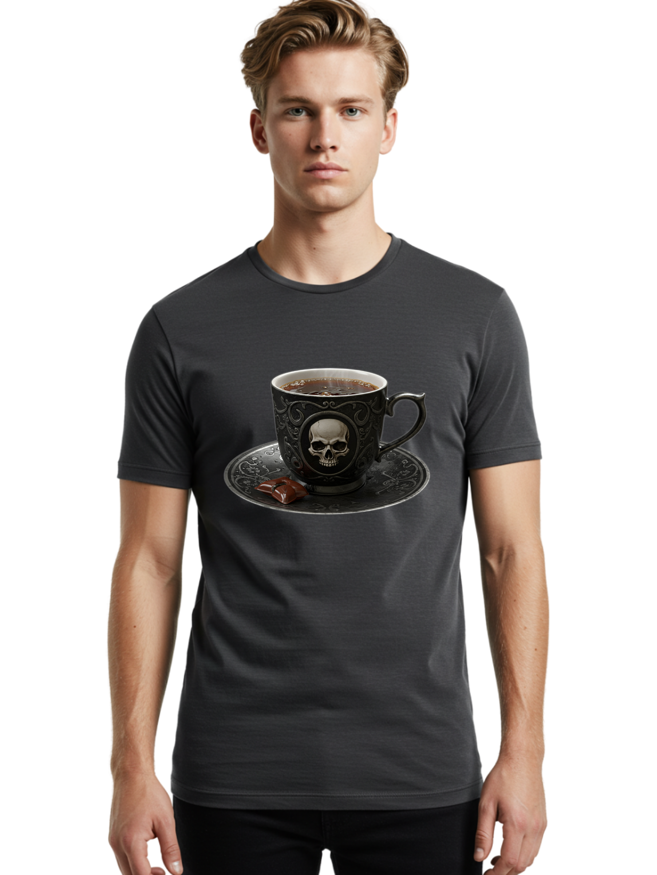 Skull-Cup Men'S Graphic Tee, 100% Cotton, Comfortable Casual Summer Wear, Machine Washable, Vintage Camera, Old Camera, Antique Camera, Black Camera, Classic Photography, Photography Equipment, Nostalgic Device, Film Camera, Camera Art Bao881