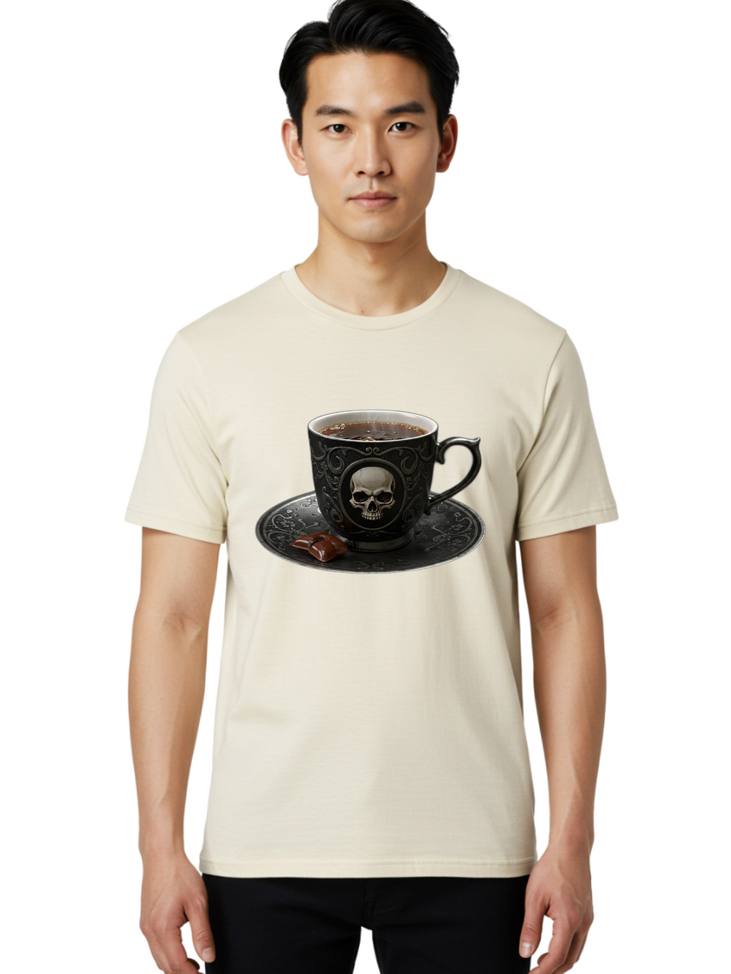 Skull-Cup Men'S Graphic Tee, 100% Cotton, Comfortable Casual Summer Wear, Machine Washable, Vintage Camera, Old Camera, Antique Camera, Black Camera, Classic Photography, Photography Equipment, Nostalgic Device, Film Camera, Camera Art Bao881
