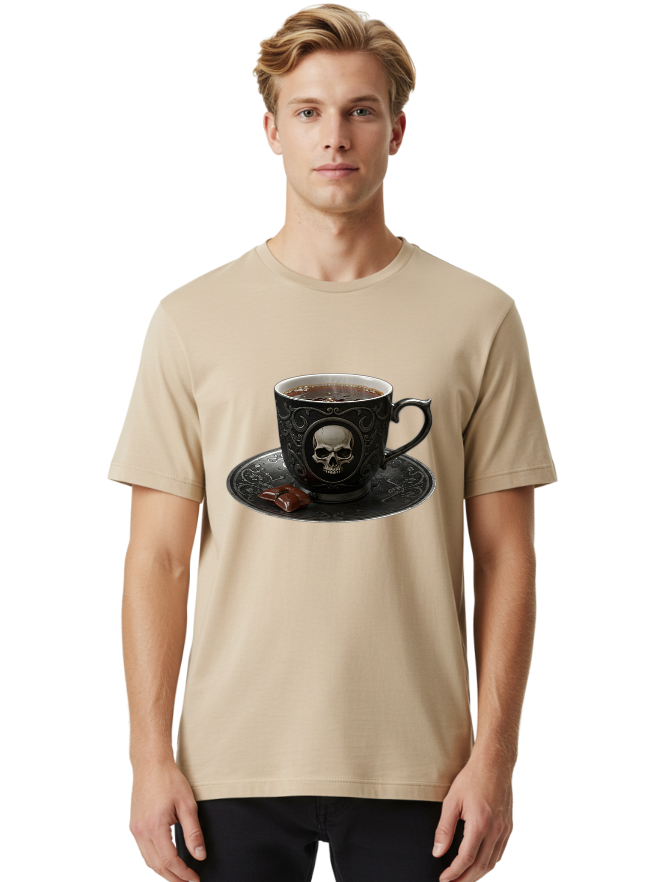 Skull-Cup Men'S Graphic Tee, 100% Cotton, Comfortable Casual Summer Wear, Machine Washable, Vintage Camera, Old Camera, Antique Camera, Black Camera, Classic Photography, Photography Equipment, Nostalgic Device, Film Camera, Camera Art Bao881
