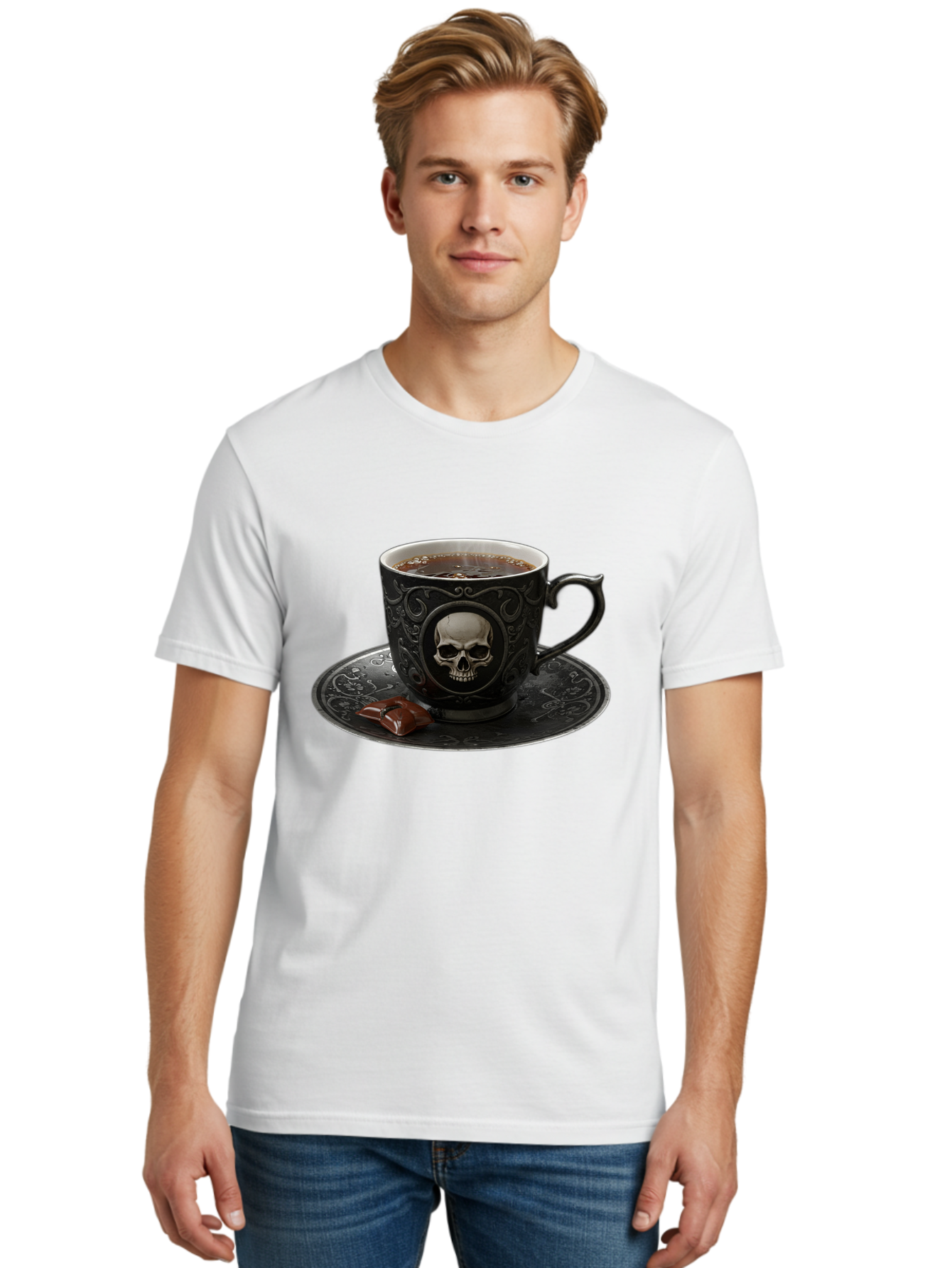 Skull-Cup Men'S Graphic Tee, 100% Cotton, Comfortable Casual Summer Wear, Machine Washable, Vintage Camera, Old Camera, Antique Camera, Black Camera, Classic Photography, Photography Equipment, Nostalgic Device, Film Camera, Camera Art Bao881