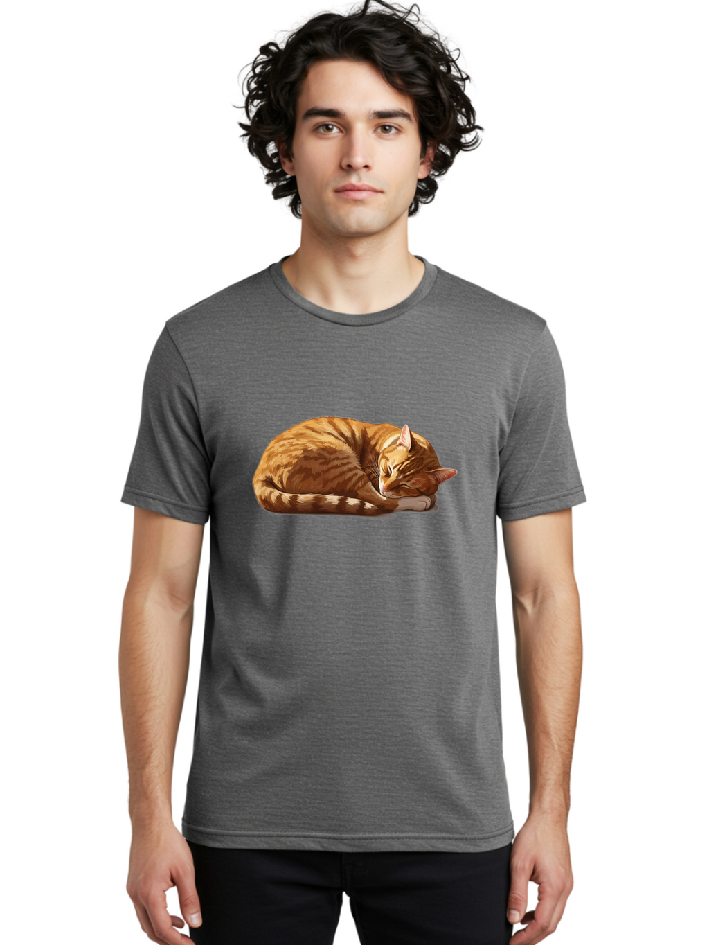 Sleeping-Orange-Tabby-Cat Men'S Graphic Tee, 100% Cotton, Comfortable Casual Summer Wear, Machine Washable, Vintage Camera, Old Camera, Antique Camera, Black Camera, Classic Photography, Photography Equipment, Nostalgic Device, Film Camera, Bao884