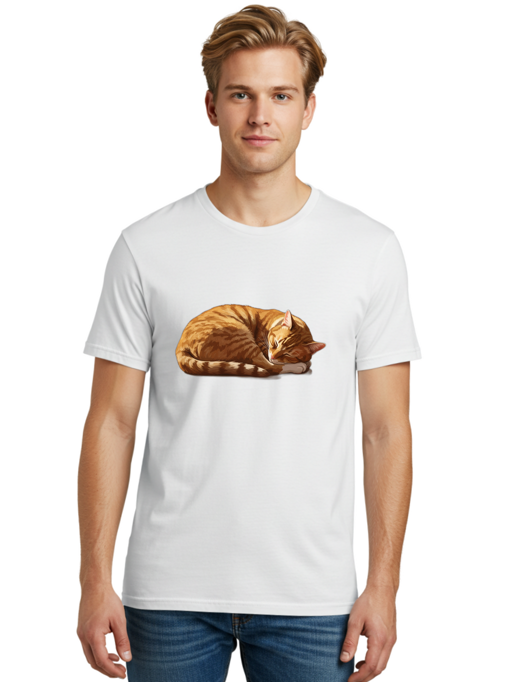 Sleeping-Orange-Tabby-Cat Men'S Graphic Tee, 100% Cotton, Comfortable Casual Summer Wear, Machine Washable, Vintage Camera, Old Camera, Antique Camera, Black Camera, Classic Photography, Photography Equipment, Nostalgic Device, Film Camera, Bao884