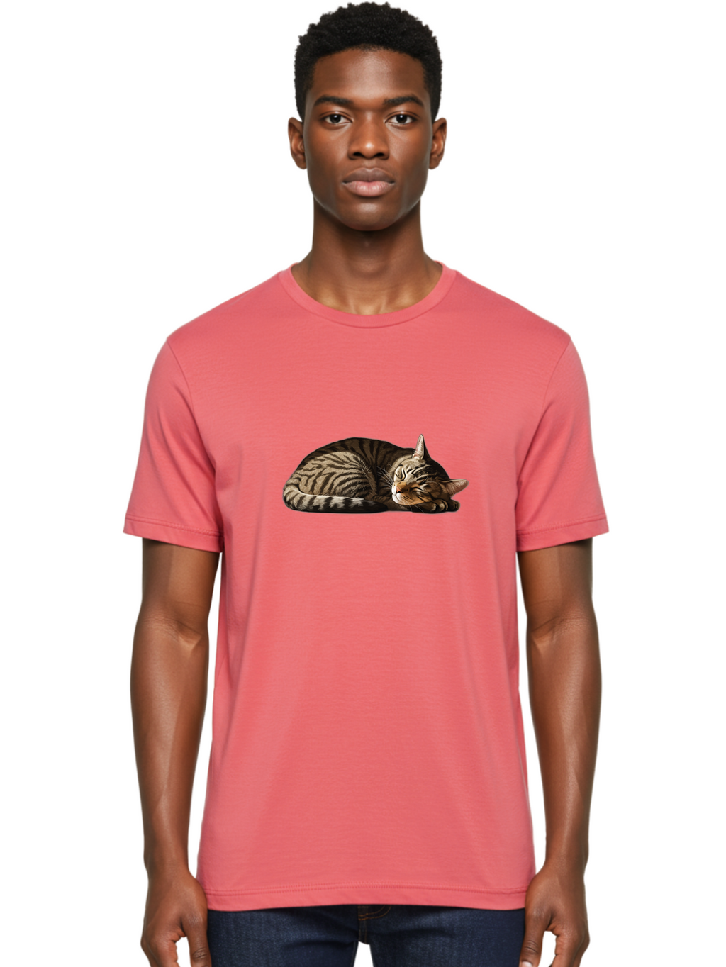 Sleeping-Tabby-Cat-2 Men'S Graphic Tee, 100% Cotton, Comfortable Casual Summer Wear, Machine Washable, Vintage Camera, Old Camera, Antique Camera, Black Camera, Classic Photography, Photography Equipment, Nostalgic Device, Film Camera, Bao886