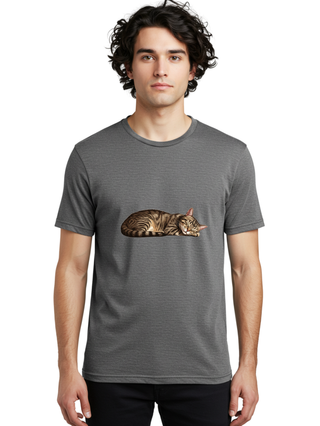 Sleeping-Tabby-Cat-3 Men'S Graphic Tee, 100% Cotton, Comfortable Casual Summer Wear, Machine Washable, Vintage Camera, Old Camera, Antique Camera, Black Camera, Classic Photography, Photography Equipment, Nostalgic Device, Film Camera, Bao887