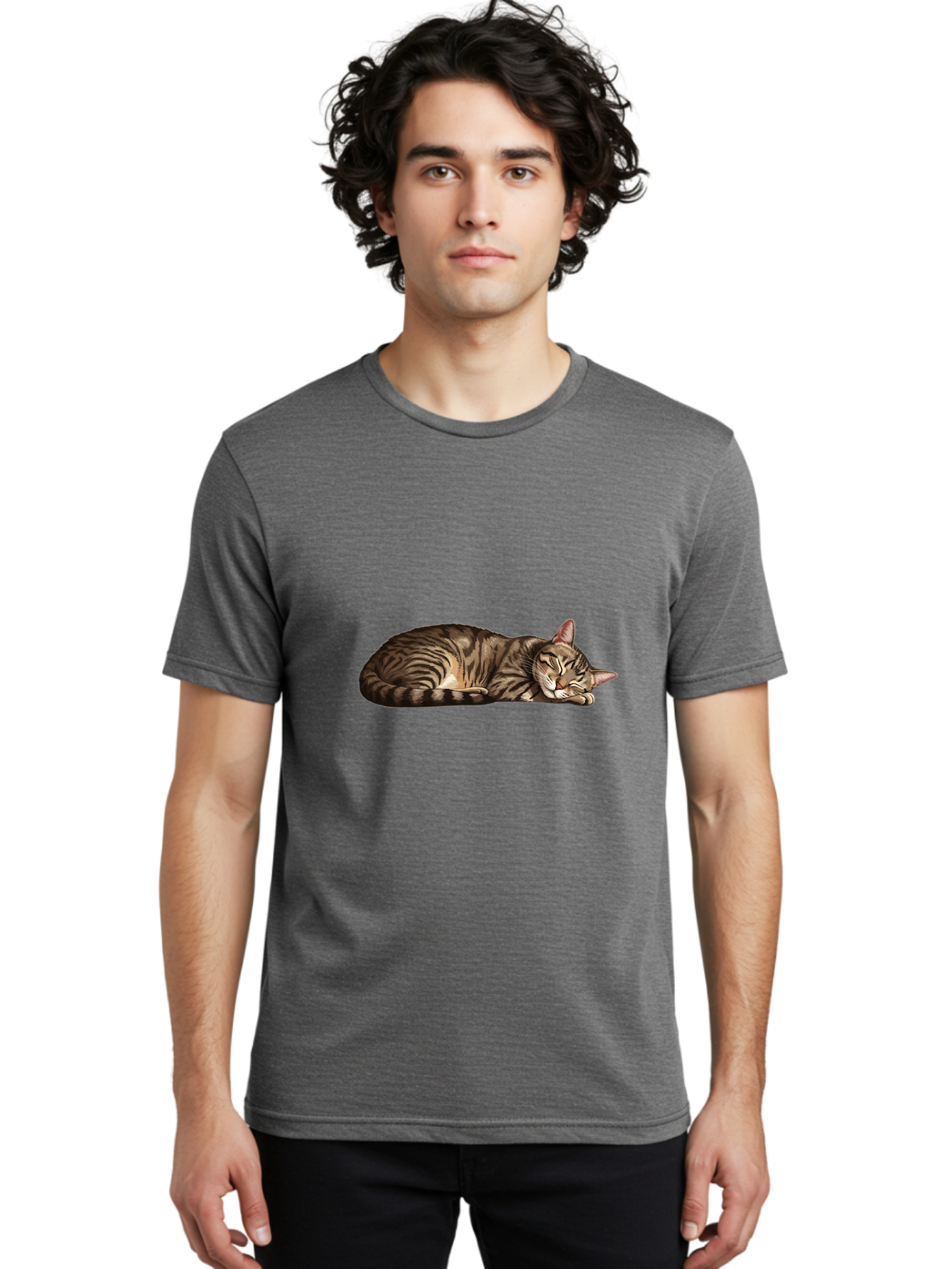 Sleeping-Tabby-Cat-3 Men'S Graphic Tee, 100% Cotton, Comfortable Casual Summer Wear, Machine Washable, Vintage Camera, Old Camera, Antique Camera, Black Camera, Classic Photography, Photography Equipment, Nostalgic Device, Film Camera, Bao887