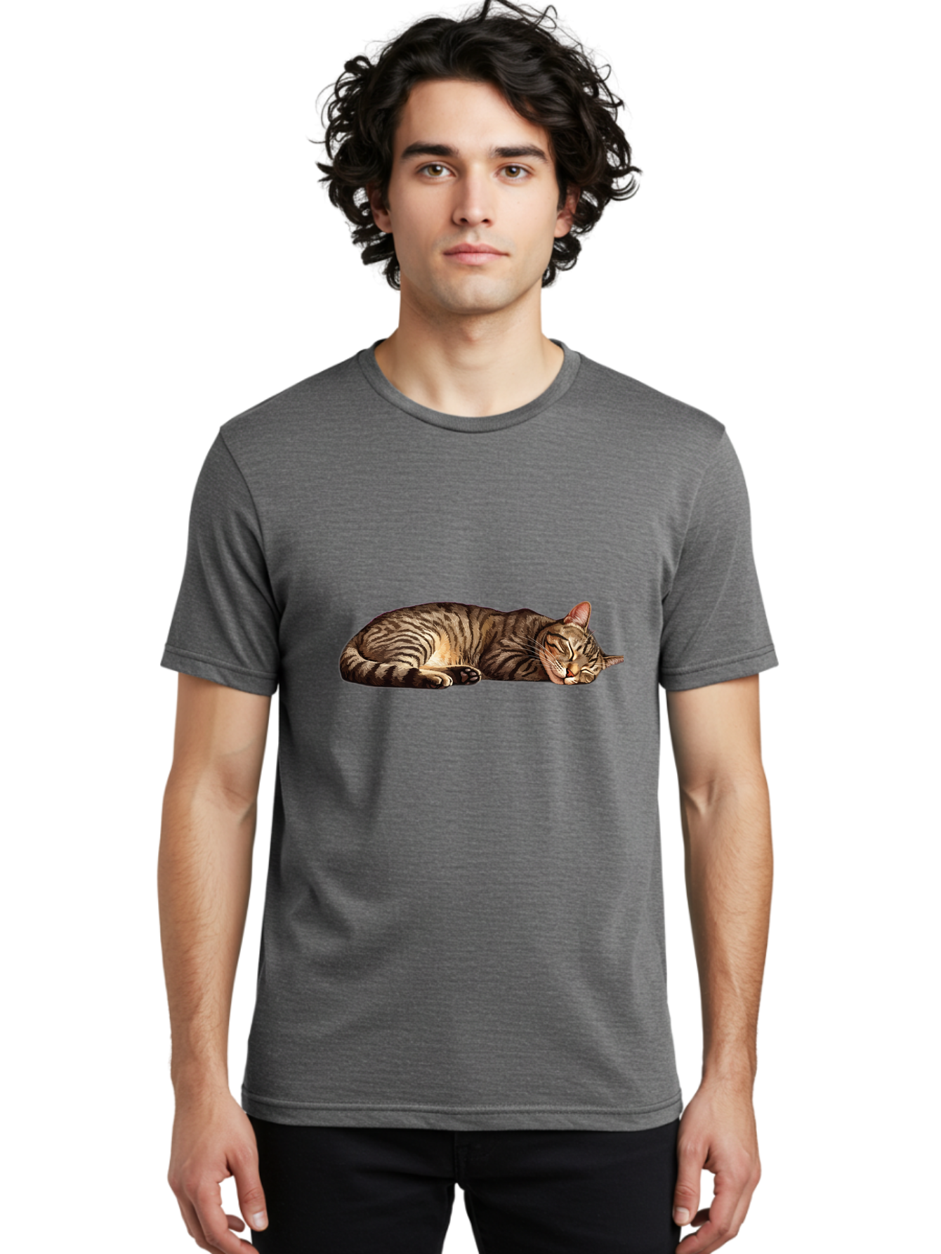 Sleeping-Tabby-Cat-4 Men'S Graphic Tee, 100% Cotton, Comfortable Casual Summer Wear, Machine Washable, Vintage Camera, Old Camera, Antique Camera, Black Camera, Classic Photography, Photography Equipment, Nostalgic Device, Film Camera, Bao888