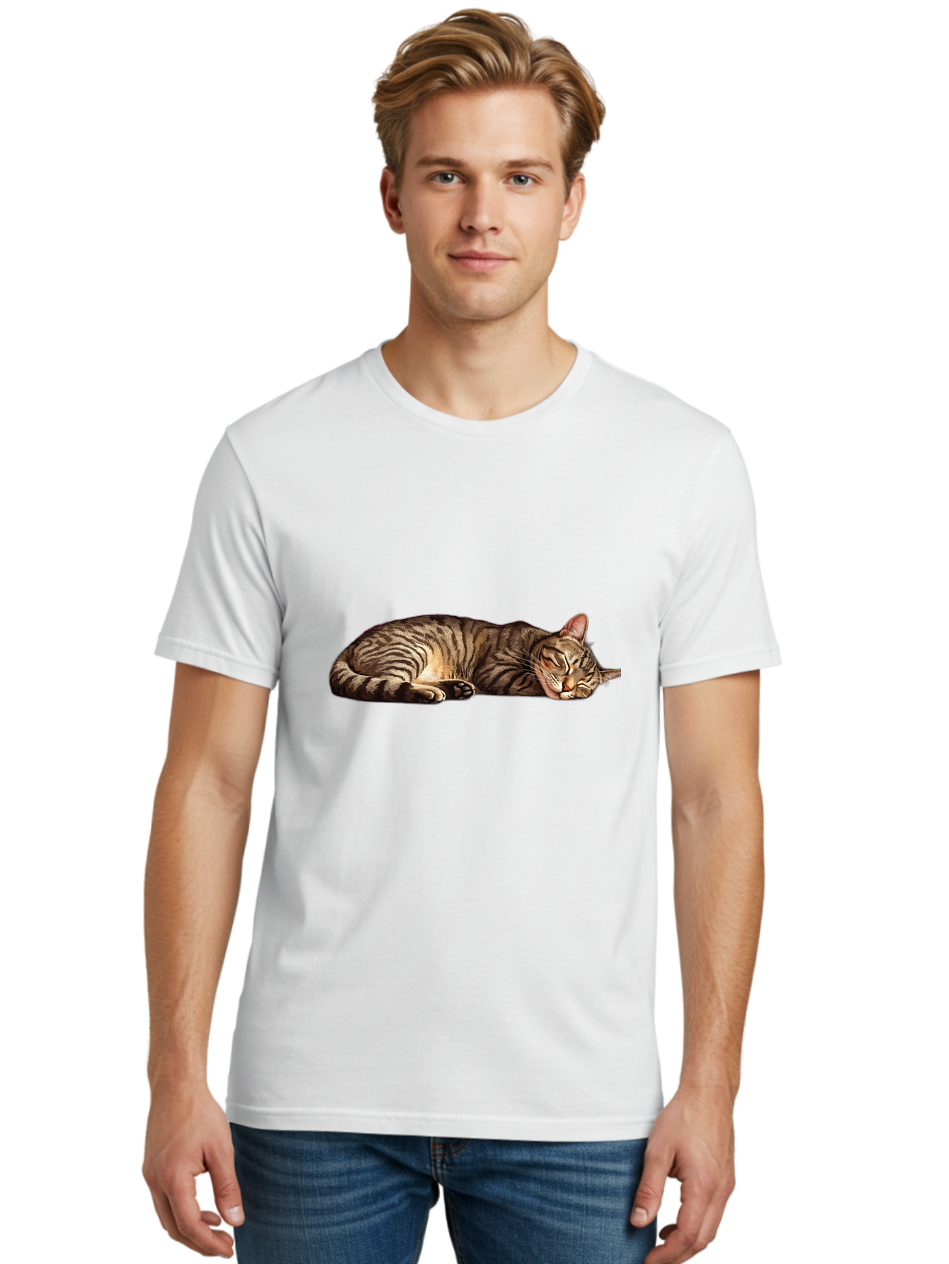 Sleeping-Tabby-Cat-4 Men'S Graphic Tee, 100% Cotton, Comfortable Casual Summer Wear, Machine Washable, Vintage Camera, Old Camera, Antique Camera, Black Camera, Classic Photography, Photography Equipment, Nostalgic Device, Film Camera, Bao888