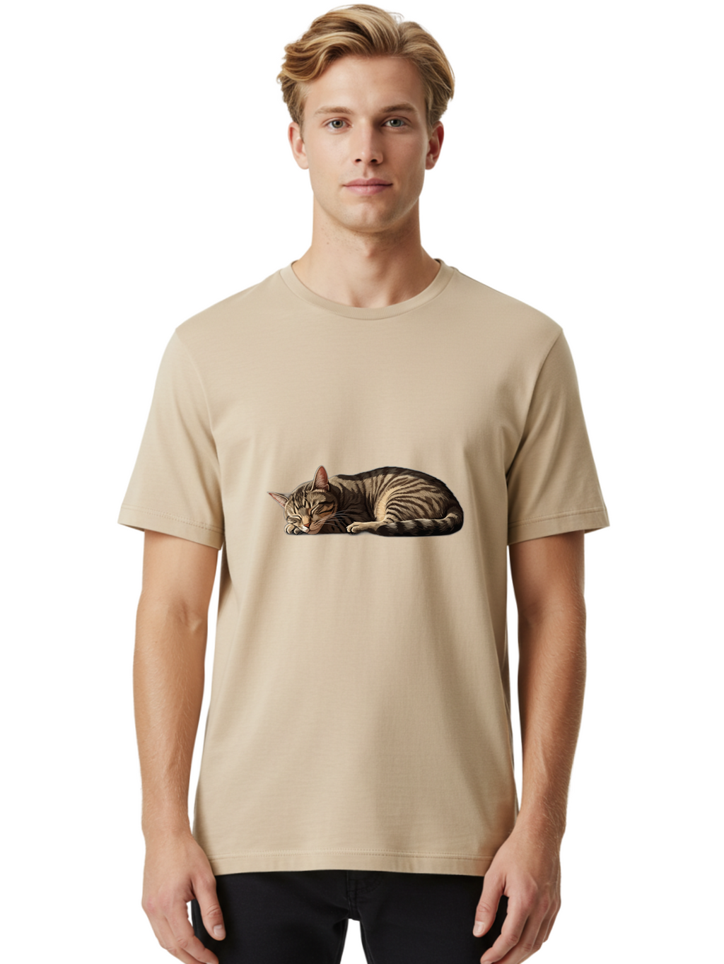 Sleeping-Tabby-Cat Men'S Graphic Tee, 100% Cotton, Comfortable Casual Summer Wear, Machine Washable, Vintage Camera, Old Camera, Antique Camera, Black Camera, Classic Photography, Photography Equipment, Nostalgic Device, Film Camera, Bao890