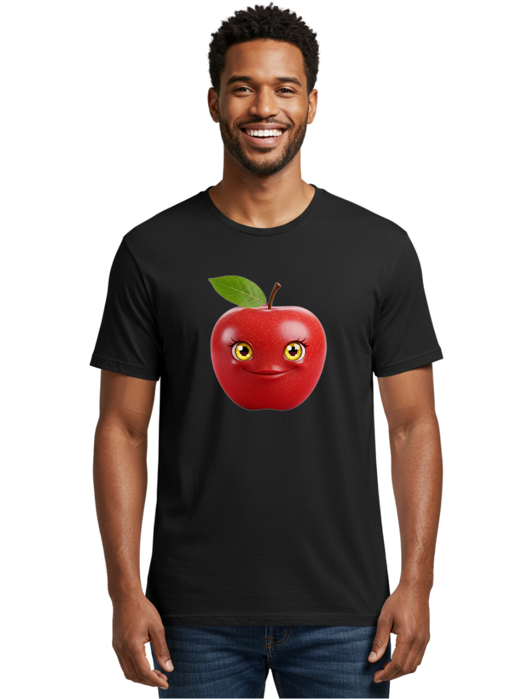 Smiling-Apple-2 Men'S Graphic Tee, 100% Cotton, Comfortable Casual Summer Wear, Machine Washable, Vintage Camera, Old Camera, Antique Camera, Black Camera, Classic Photography, Photography Equipment, Nostalgic Device, Film Camera, Camera Art Bao896