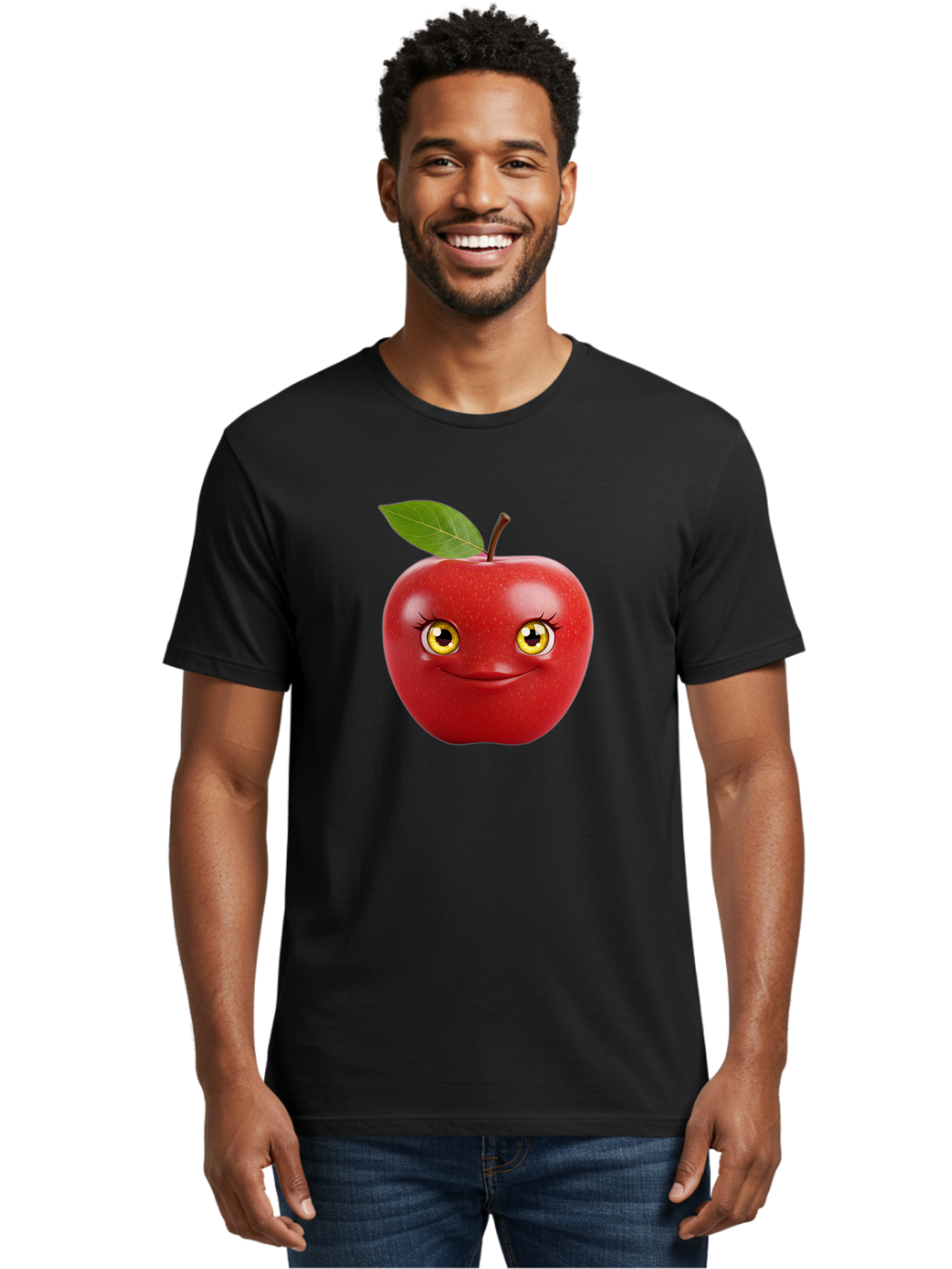 Smiling-Apple-2 Men'S Graphic Tee, 100% Cotton, Comfortable Casual Summer Wear, Machine Washable, Vintage Camera, Old Camera, Antique Camera, Black Camera, Classic Photography, Photography Equipment, Nostalgic Device, Film Camera, Camera Art Bao896