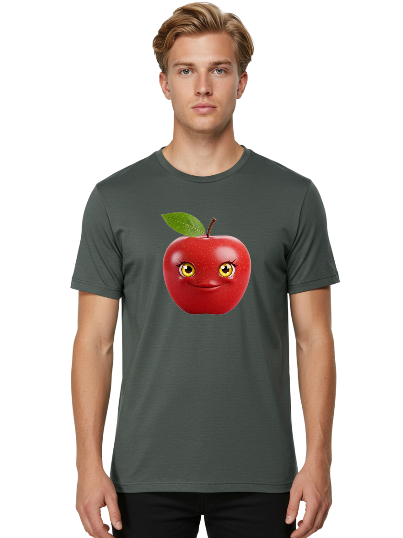 Smiling-Apple-2 Men'S Graphic Tee, 100% Cotton, Comfortable Casual Summer Wear, Machine Washable, Vintage Camera, Old Camera, Antique Camera, Black Camera, Classic Photography, Photography Equipment, Nostalgic Device, Film Camera, Camera Art Bao896