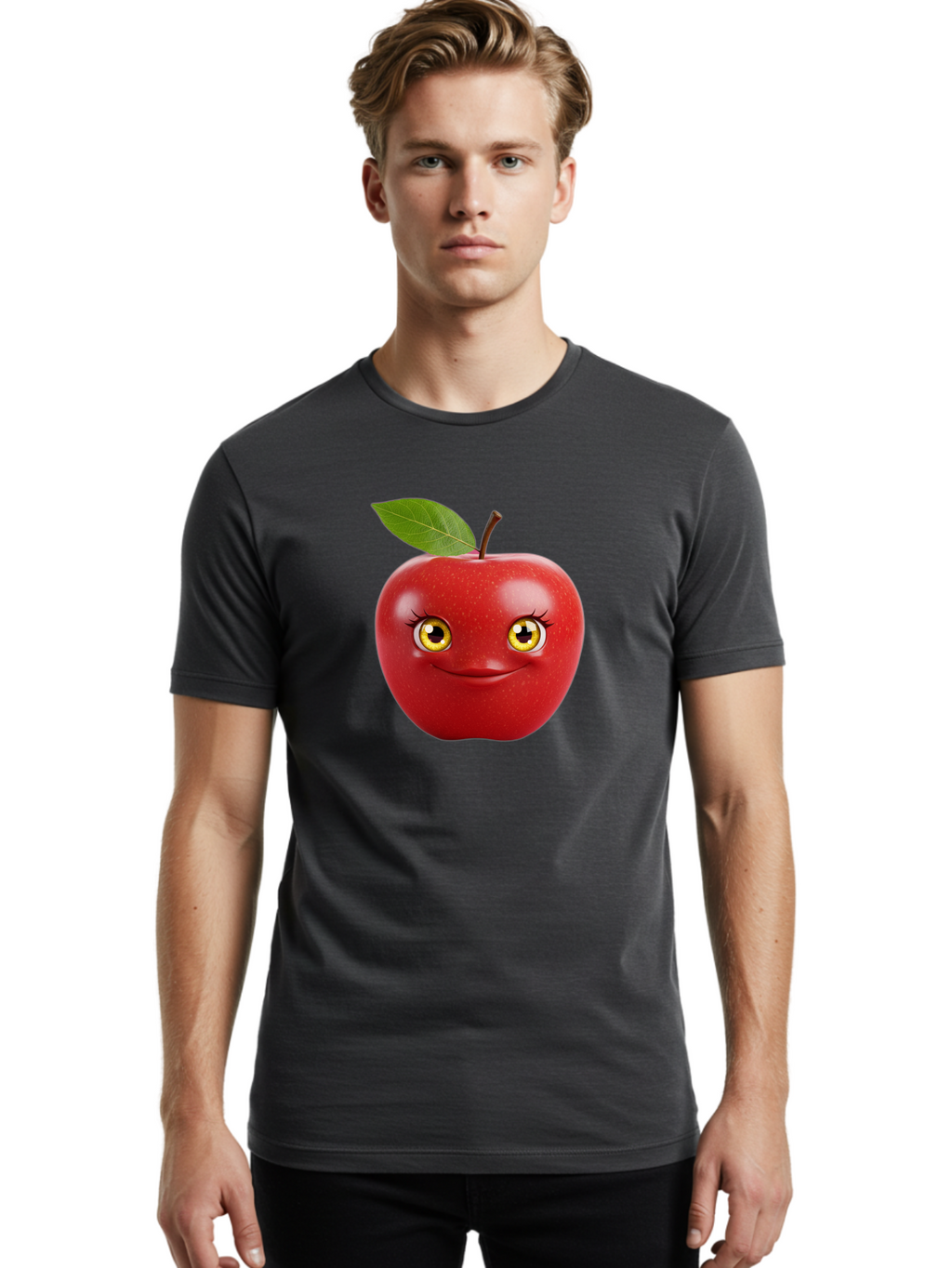 Smiling-Apple-2 Men'S Graphic Tee, 100% Cotton, Comfortable Casual Summer Wear, Machine Washable, Vintage Camera, Old Camera, Antique Camera, Black Camera, Classic Photography, Photography Equipment, Nostalgic Device, Film Camera, Camera Art Bao896