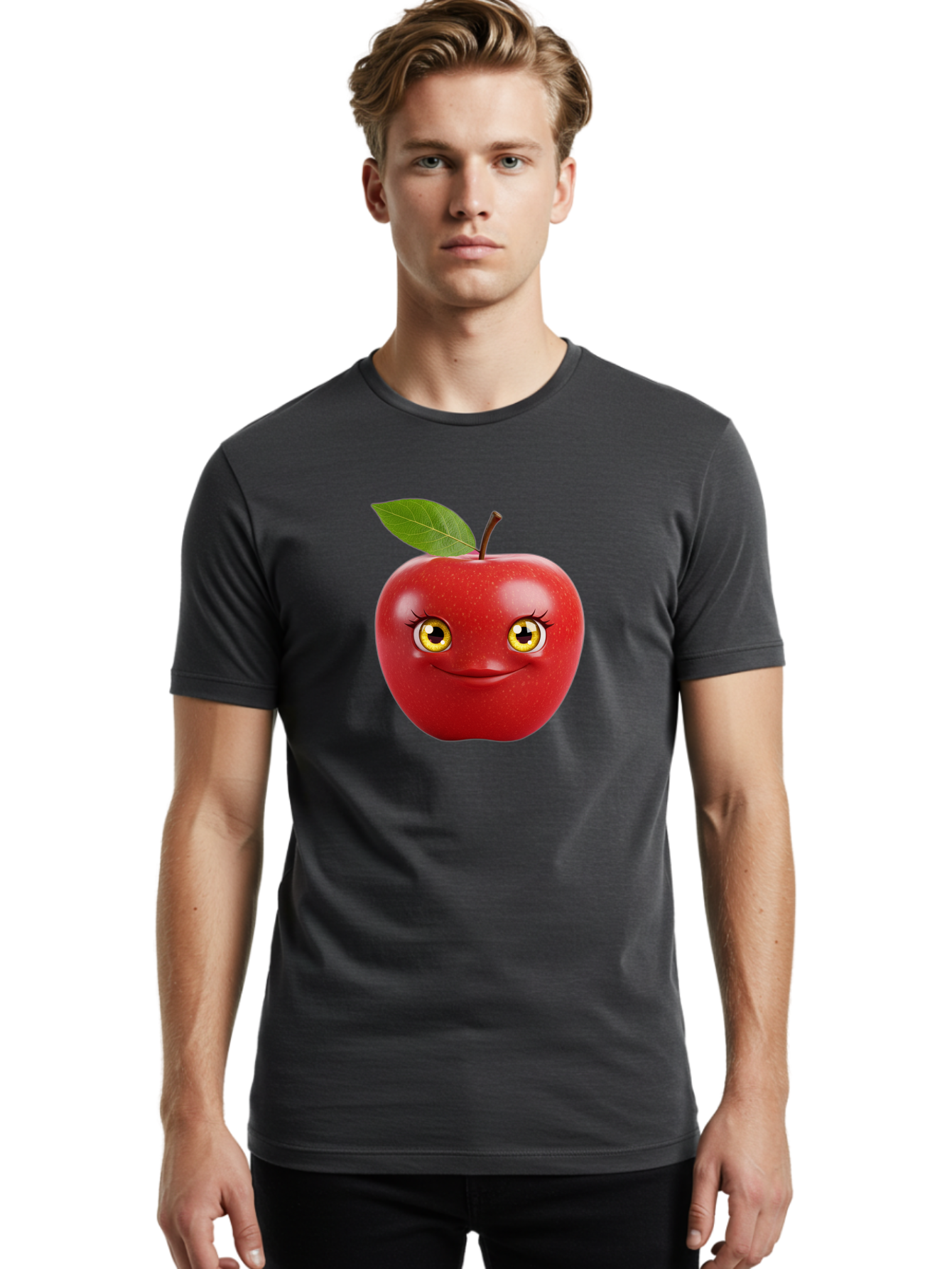 Smiling-Apple-2 Men'S Graphic Tee, 100% Cotton, Comfortable Casual Summer Wear, Machine Washable, Vintage Camera, Old Camera, Antique Camera, Black Camera, Classic Photography, Photography Equipment, Nostalgic Device, Film Camera, Camera Art Bao896