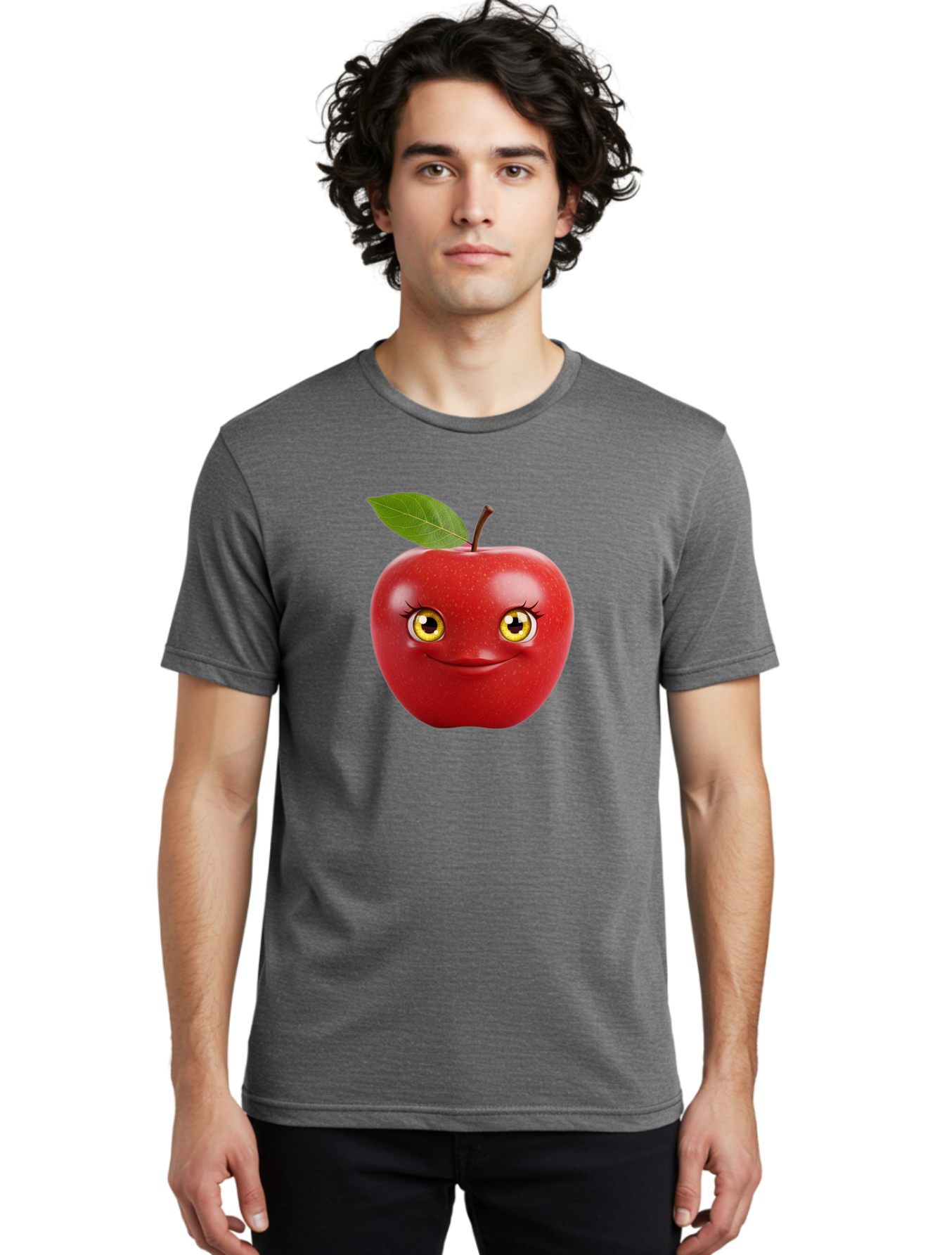 Smiling-Apple-2 Men'S Graphic Tee, 100% Cotton, Comfortable Casual Summer Wear, Machine Washable, Vintage Camera, Old Camera, Antique Camera, Black Camera, Classic Photography, Photography Equipment, Nostalgic Device, Film Camera, Camera Art Bao896