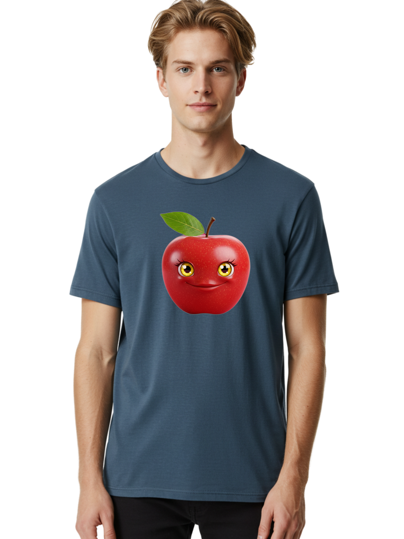Smiling-Apple-2 Men'S Graphic Tee, 100% Cotton, Comfortable Casual Summer Wear, Machine Washable, Vintage Camera, Old Camera, Antique Camera, Black Camera, Classic Photography, Photography Equipment, Nostalgic Device, Film Camera, Camera Art Bao896