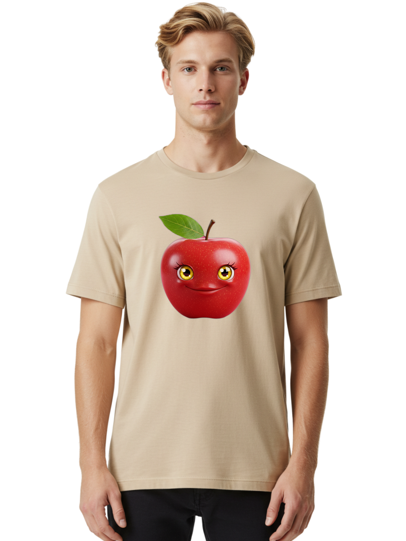 Smiling-Apple-2 Men'S Graphic Tee, 100% Cotton, Comfortable Casual Summer Wear, Machine Washable, Vintage Camera, Old Camera, Antique Camera, Black Camera, Classic Photography, Photography Equipment, Nostalgic Device, Film Camera, Camera Art Bao896