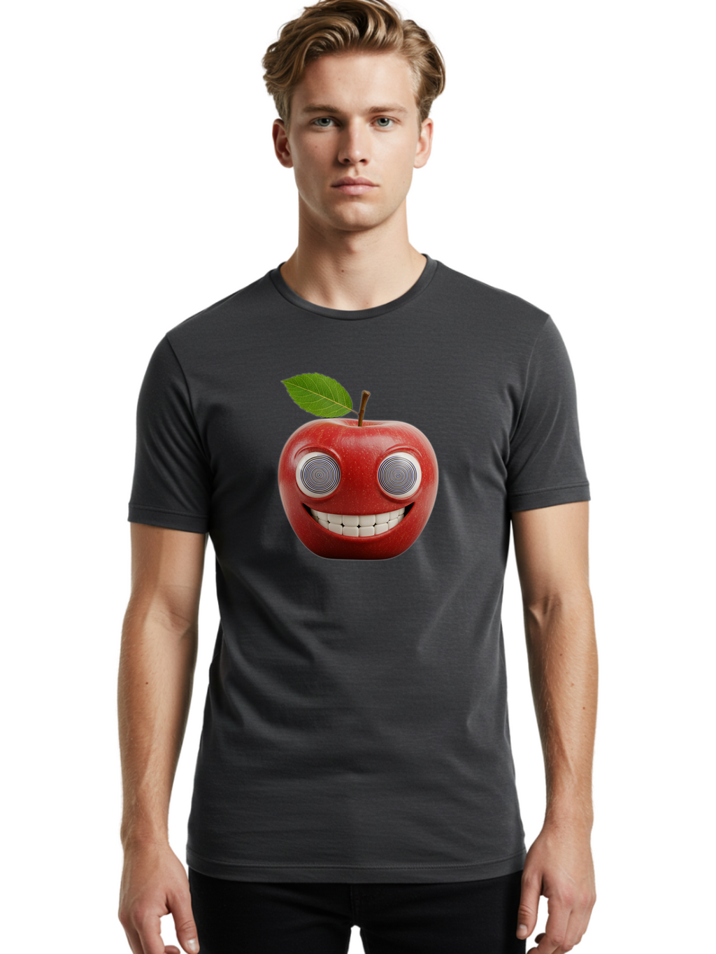 Smiling-Apple-3 Men'S Graphic Tee, 100% Cotton, Comfortable Casual Summer Wear, Machine Washable, Vintage Camera, Old Camera, Antique Camera, Black Camera, Classic Photography, Photography Equipment, Nostalgic Device, Film Camera, Camera Art Bao897