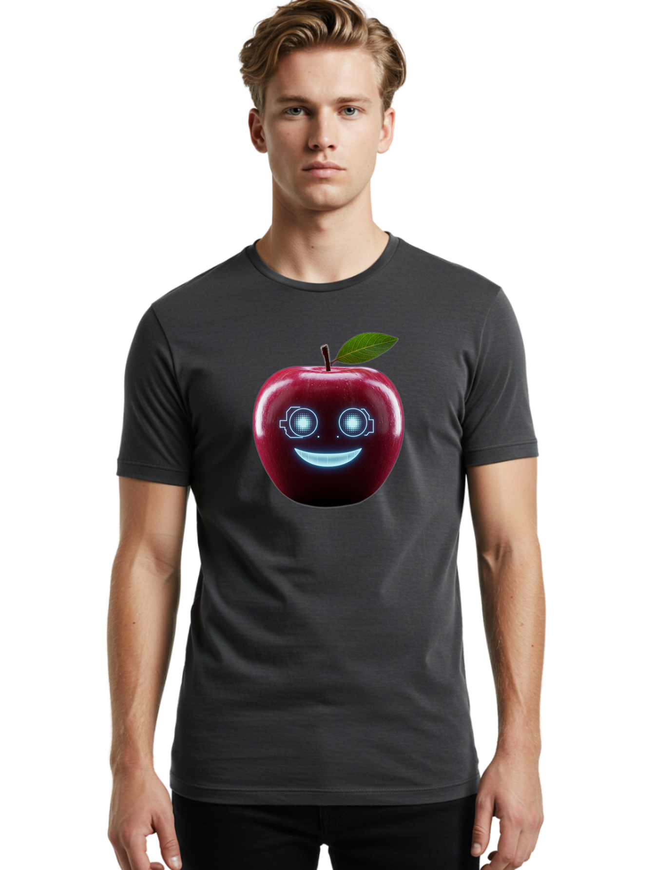 Smiling-Apple-4 Men'S Graphic Tee, 100% Cotton, Comfortable Casual Summer Wear, Machine Washable, Vintage Camera, Old Camera, Antique Camera, Black Camera, Classic Photography, Photography Equipment, Nostalgic Device, Film Camera, Camera Art Bao898