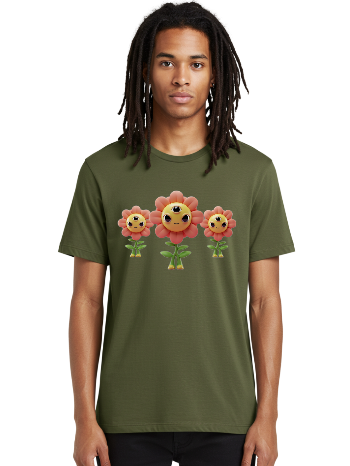 Smiling-Flowers-1 Men'S Graphic Tee, 100% Cotton, Comfortable Casual Summer Wear, Machine Washable, Vintage Camera, Old Camera, Antique Camera, Black Camera, Classic Photography, Photography Equipment, Nostalgic Device, Film Camera, Camera Art Bao900