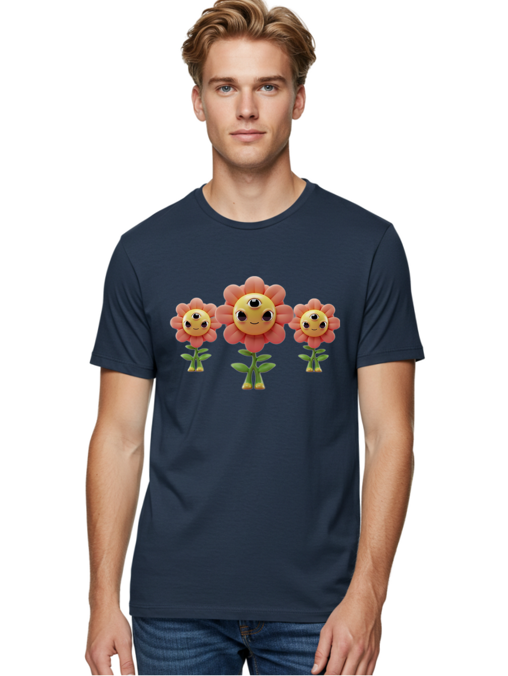 Smiling-Flowers-1 Men'S Graphic Tee, 100% Cotton, Comfortable Casual Summer Wear, Machine Washable, Vintage Camera, Old Camera, Antique Camera, Black Camera, Classic Photography, Photography Equipment, Nostalgic Device, Film Camera, Camera Art Bao900
