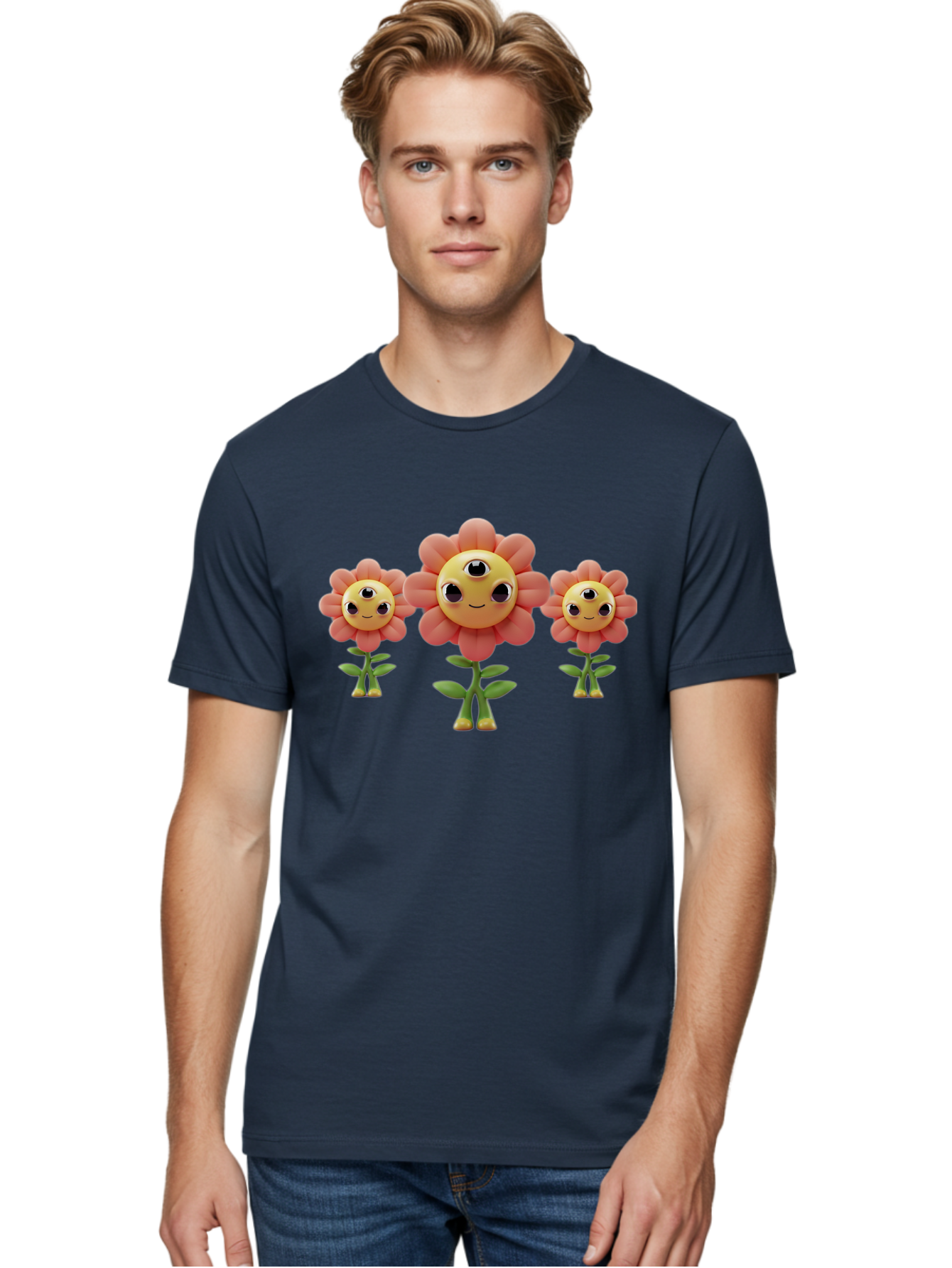 Smiling-Flowers-1 Men'S Graphic Tee, 100% Cotton, Comfortable Casual Summer Wear, Machine Washable, Vintage Camera, Old Camera, Antique Camera, Black Camera, Classic Photography, Photography Equipment, Nostalgic Device, Film Camera, Camera Art Bao900