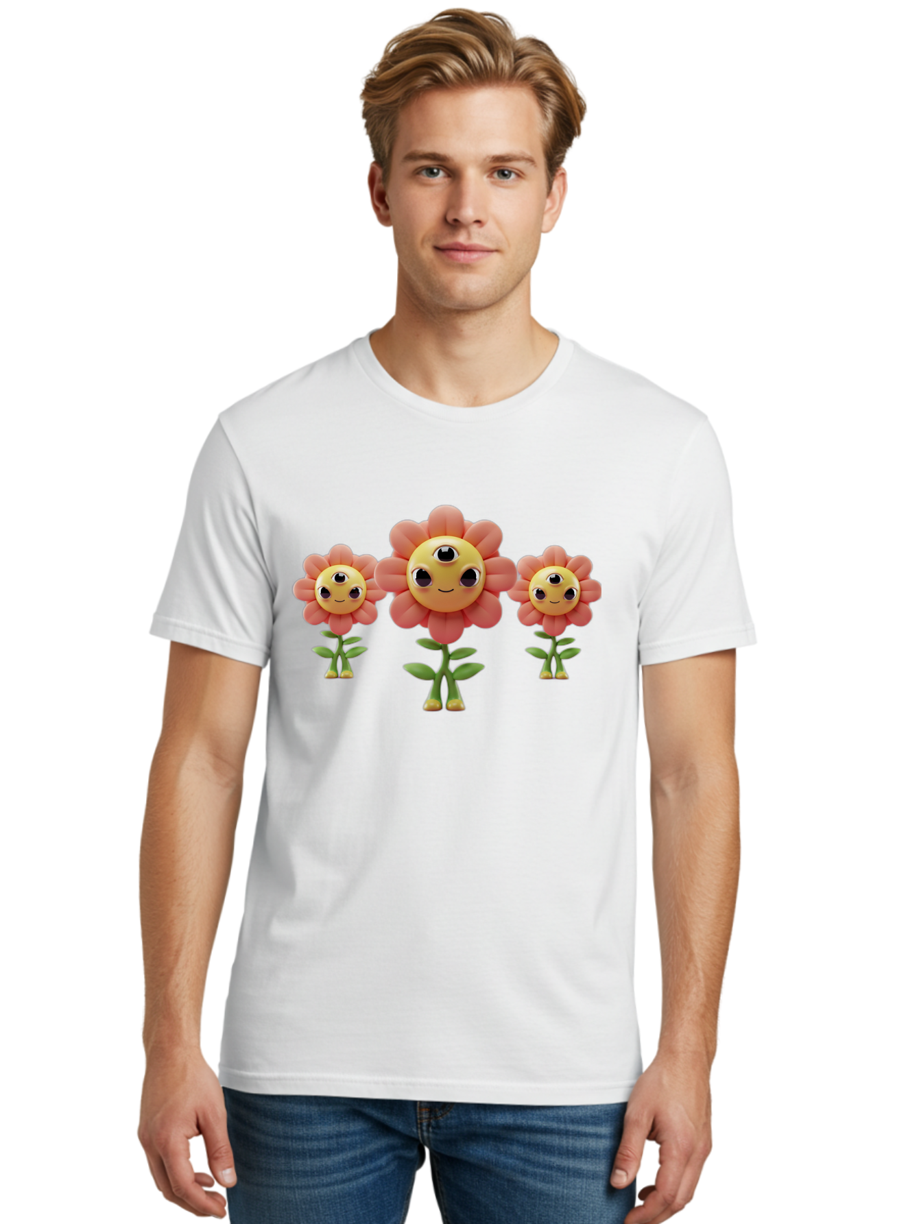 Smiling-Flowers-1 Men'S Graphic Tee, 100% Cotton, Comfortable Casual Summer Wear, Machine Washable, Vintage Camera, Old Camera, Antique Camera, Black Camera, Classic Photography, Photography Equipment, Nostalgic Device, Film Camera, Camera Art Bao900